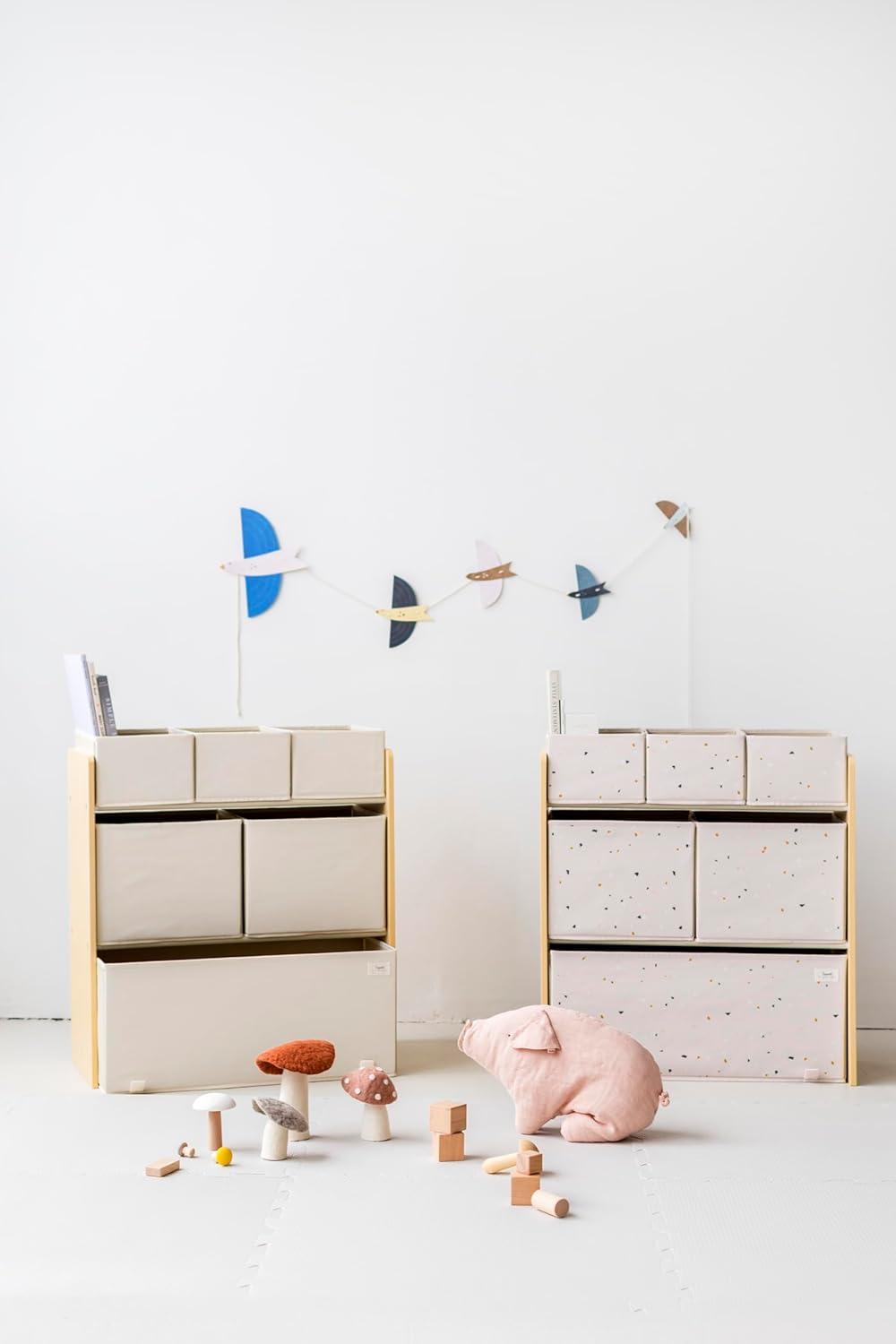 3 Sprouts Multi-Bin Toy Organizer with Recycled Fabric Storage Bins in Cream