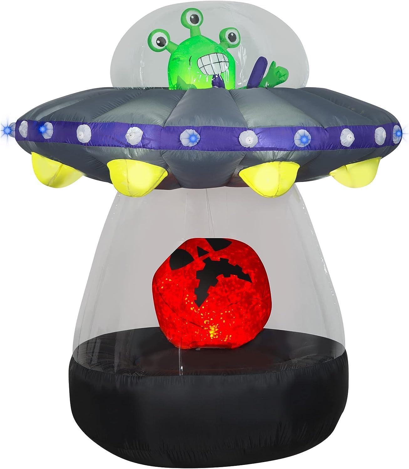 The Holiday Aisle® 72" Halloween Inflatable Animated Alien Spacecraft
