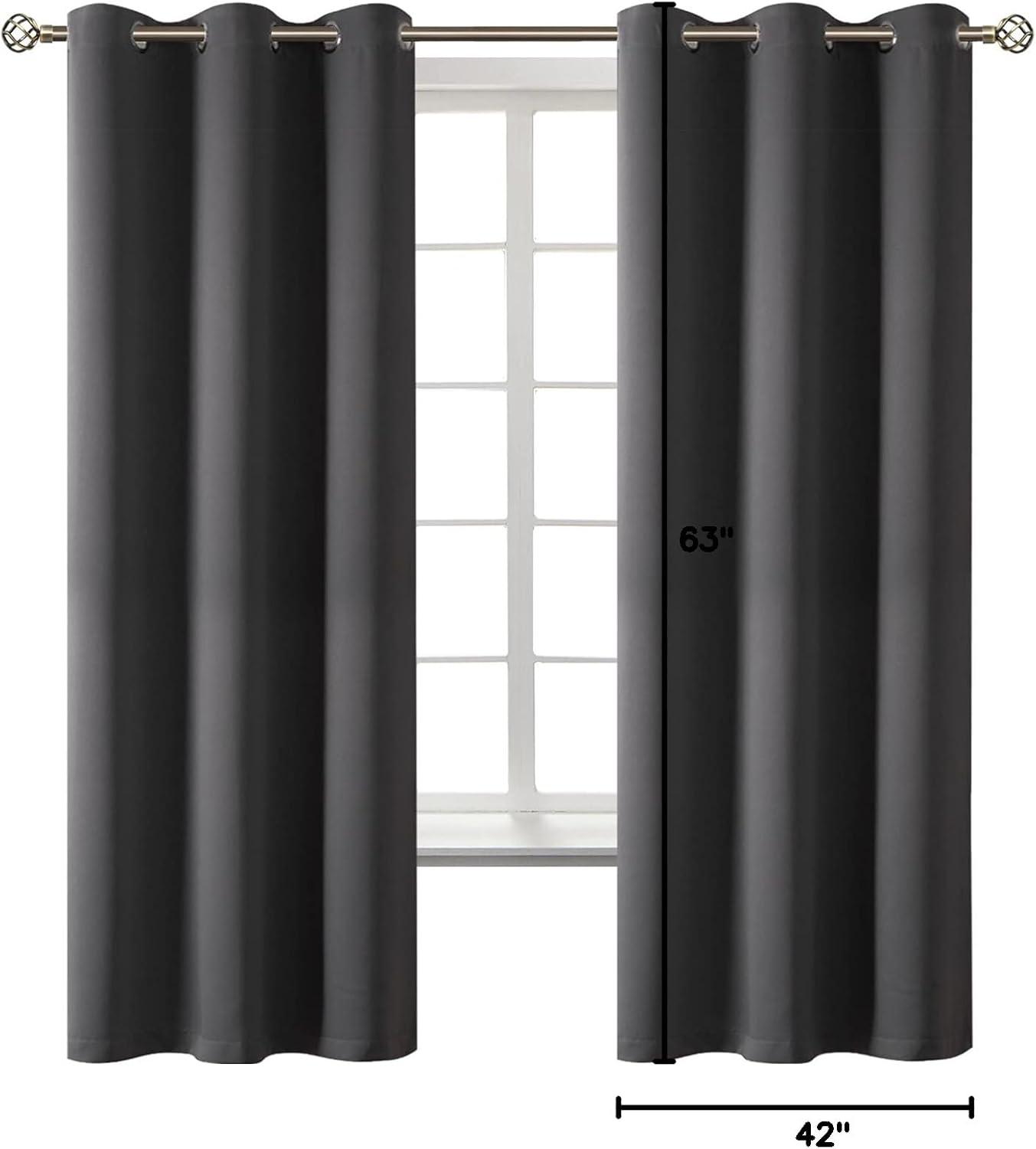 ChrisDowa Grommet Blackout Curtains for Bedroom and Living Room - 2 Panels Set Thermal Insulated Room Darkening Curtains (Dark Grey, 42 x 63 Inch)