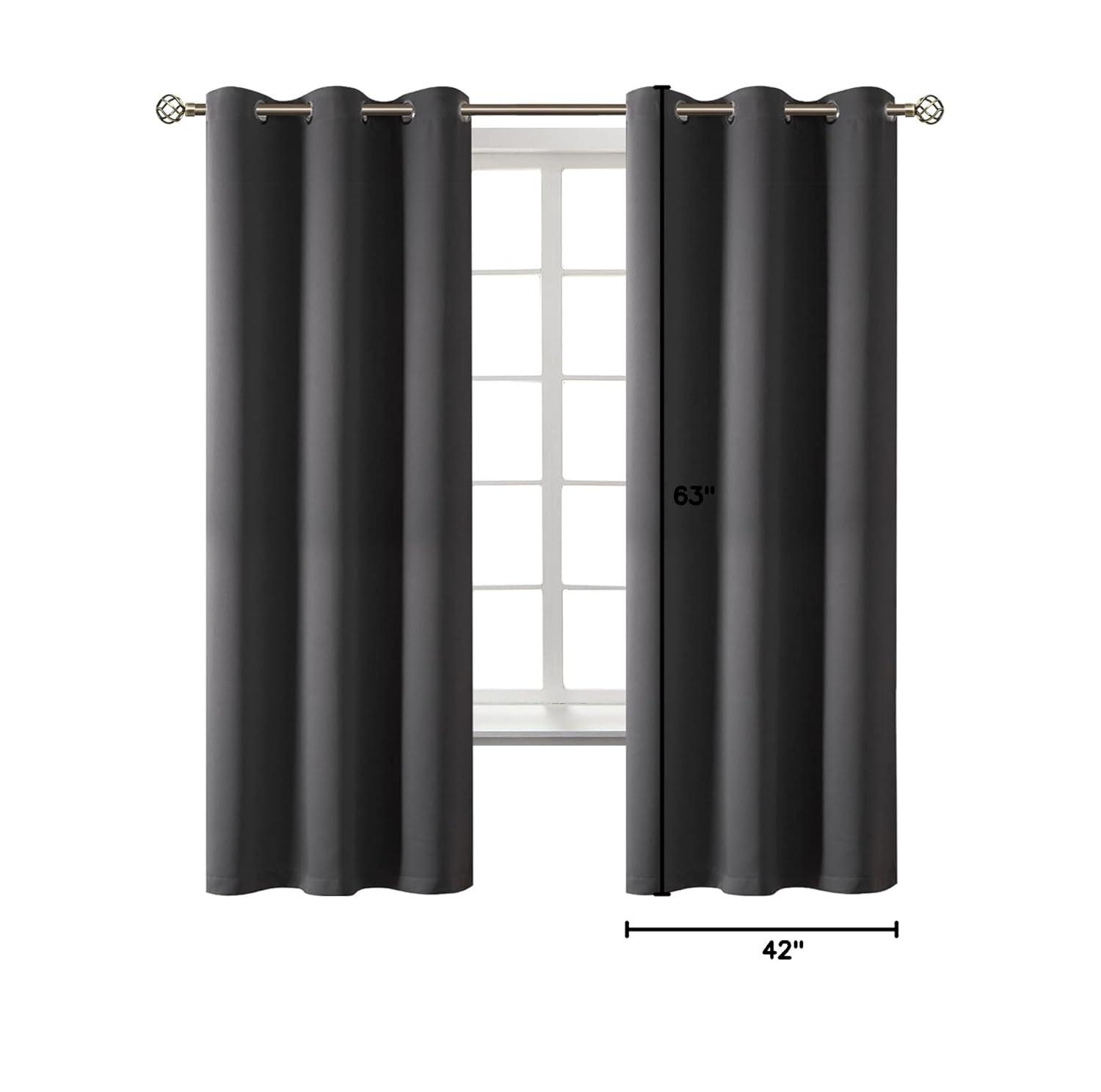 ChrisDowa Grommet Blackout Curtains for Bedroom and Living Room - 2 Panels Set Thermal Insulated Room Darkening Curtains (Dark Grey, 42 x 63 Inch)