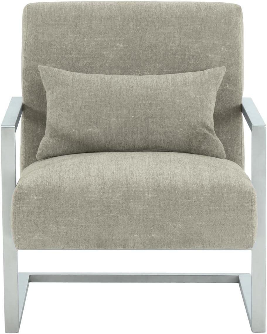 Contemporary Gray Faux Leather Geometric Accent Chair