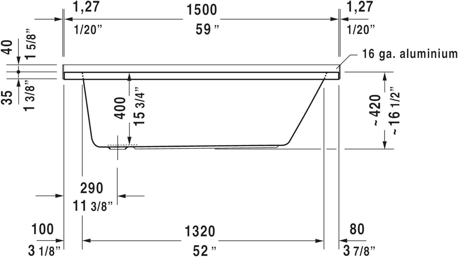 D-Code 59" x 30" Drop In Soaking Bathtub