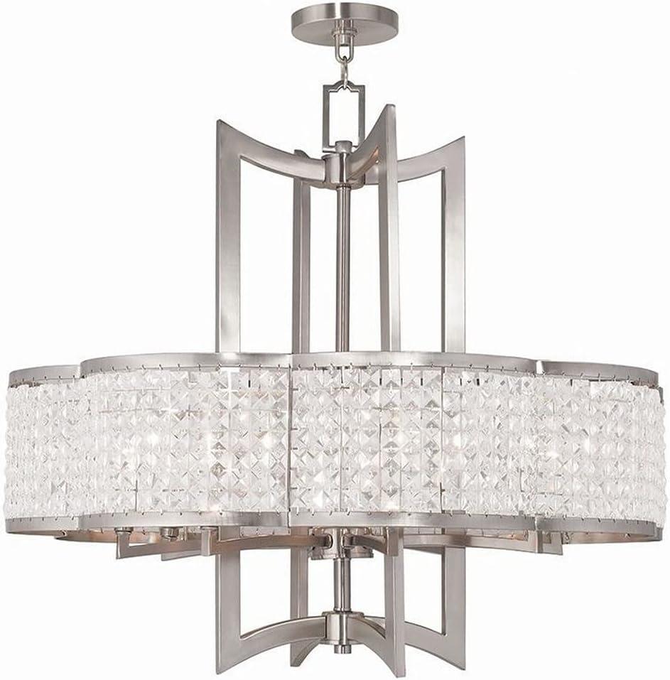 Brushed Nickel and Crystal 8-Light Chandelier