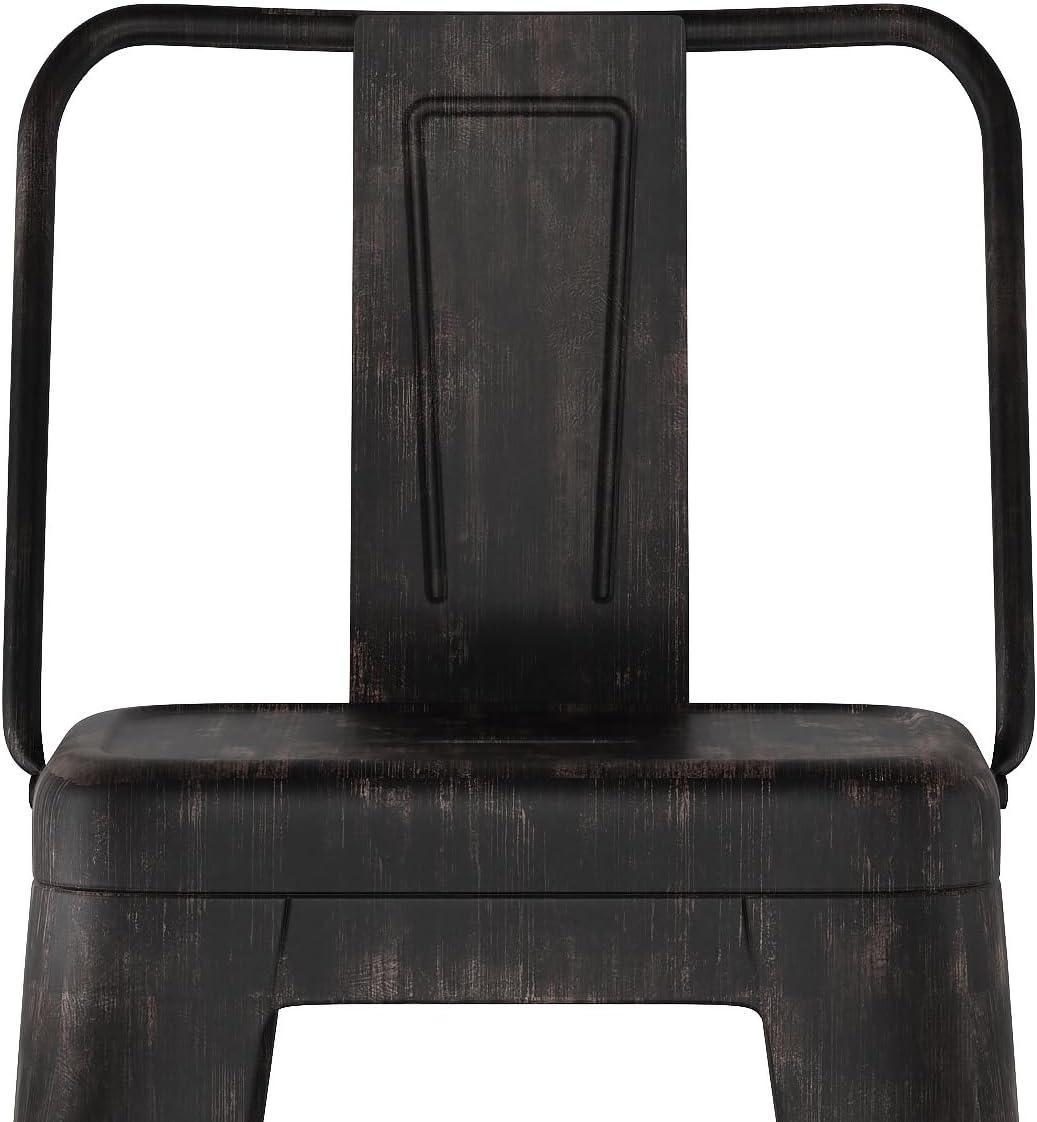 Simpli Home Rayne 30" Metal Bar Stool in Distressed Black (Set of 2)