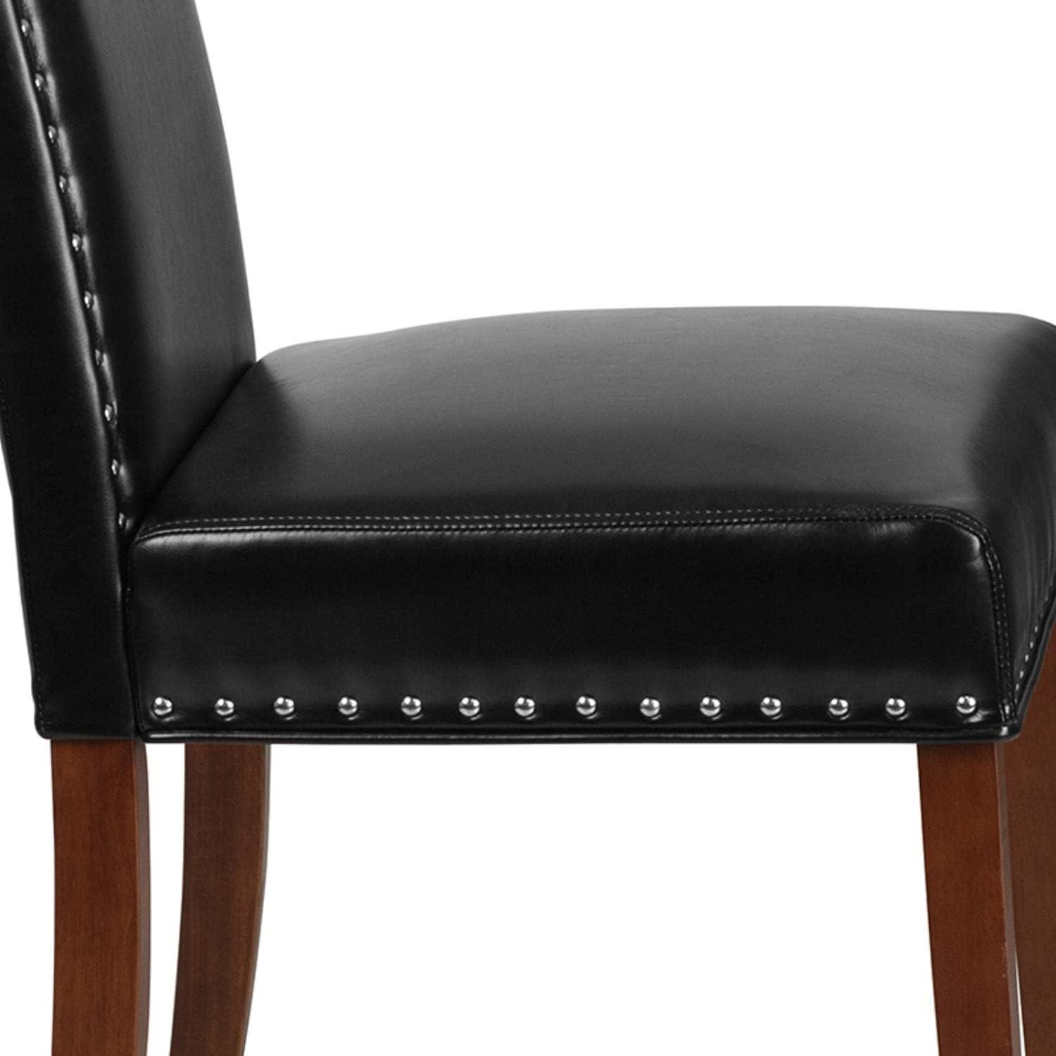 Black LeatherSoft Parsons Side Chair with Nailhead Trim