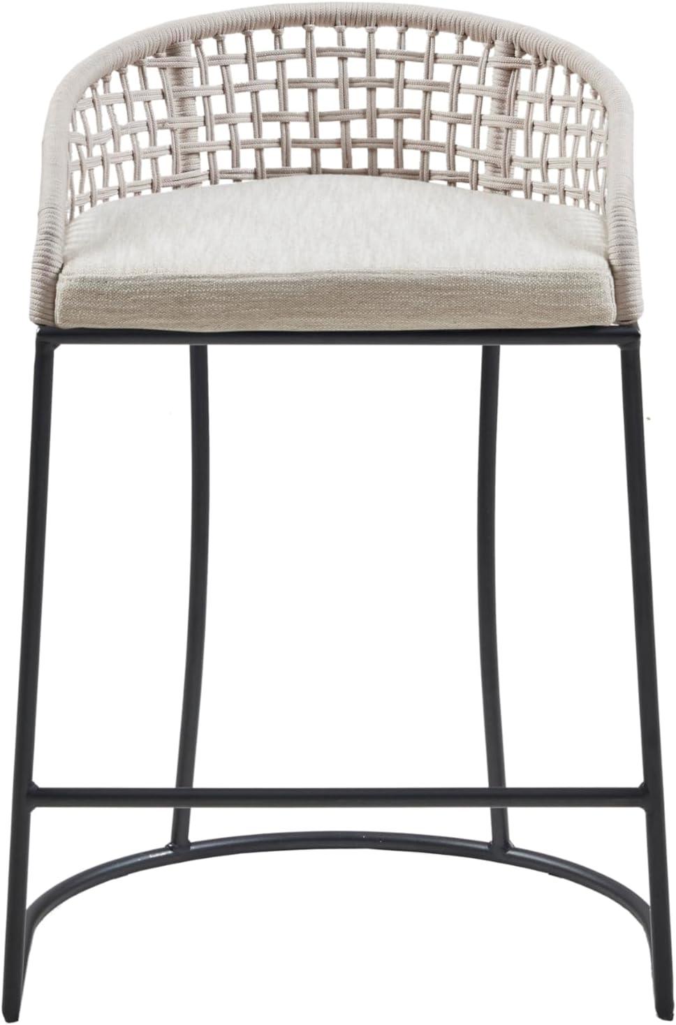25" Rosita Woven Counter Height Barstool Natural - Madison Park: Chic Coastal, Metal Base