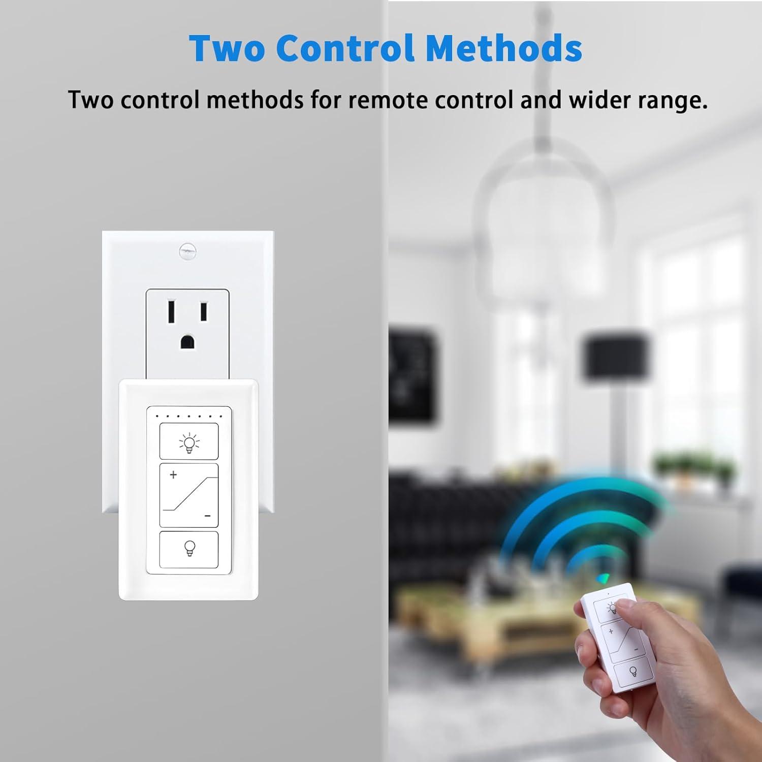 Plug in Lamp Dimmer, Smart Plug in Lamp Dimmer with Remote, Digital Dimmer Light Switch for Dimmable LED/CFL Lights and Incandescent/Halogen