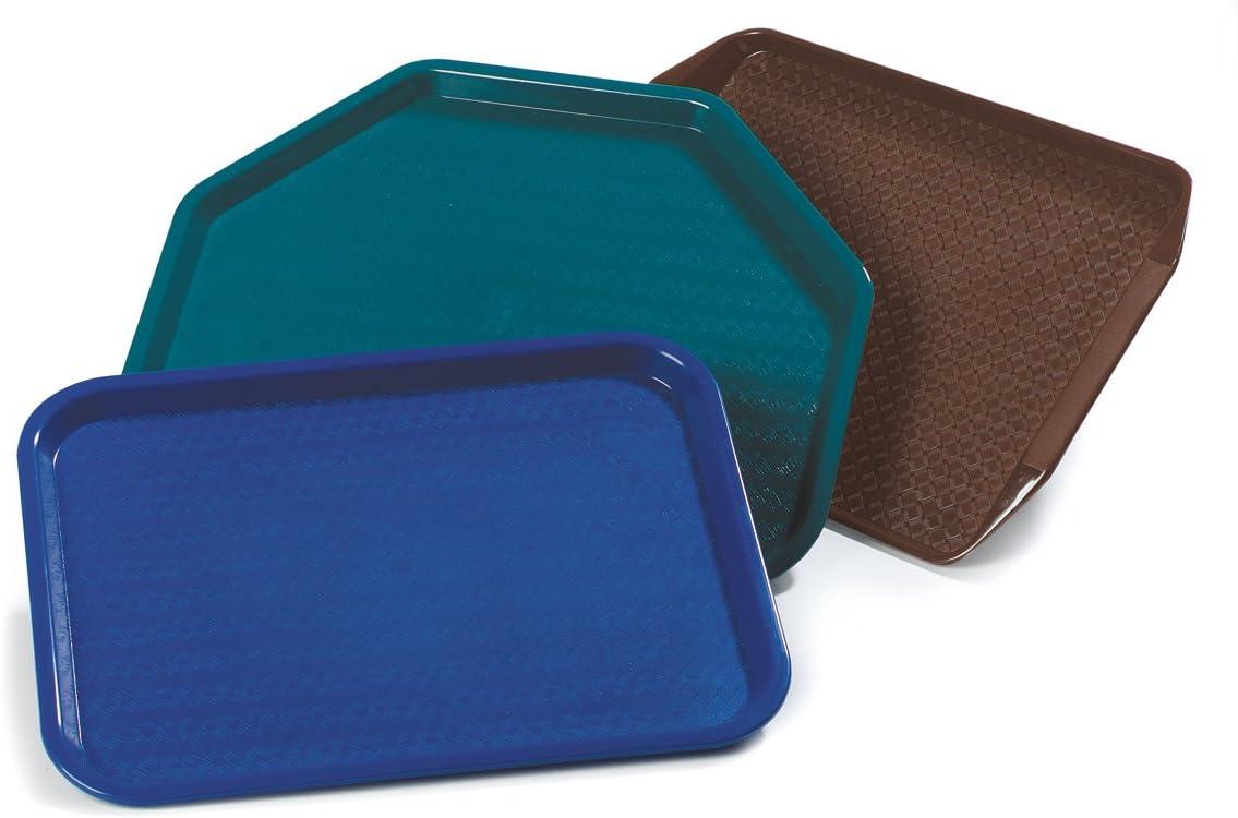 Blue Plastic 16" x 12" Cafeteria Tray with Basket Weave Surface