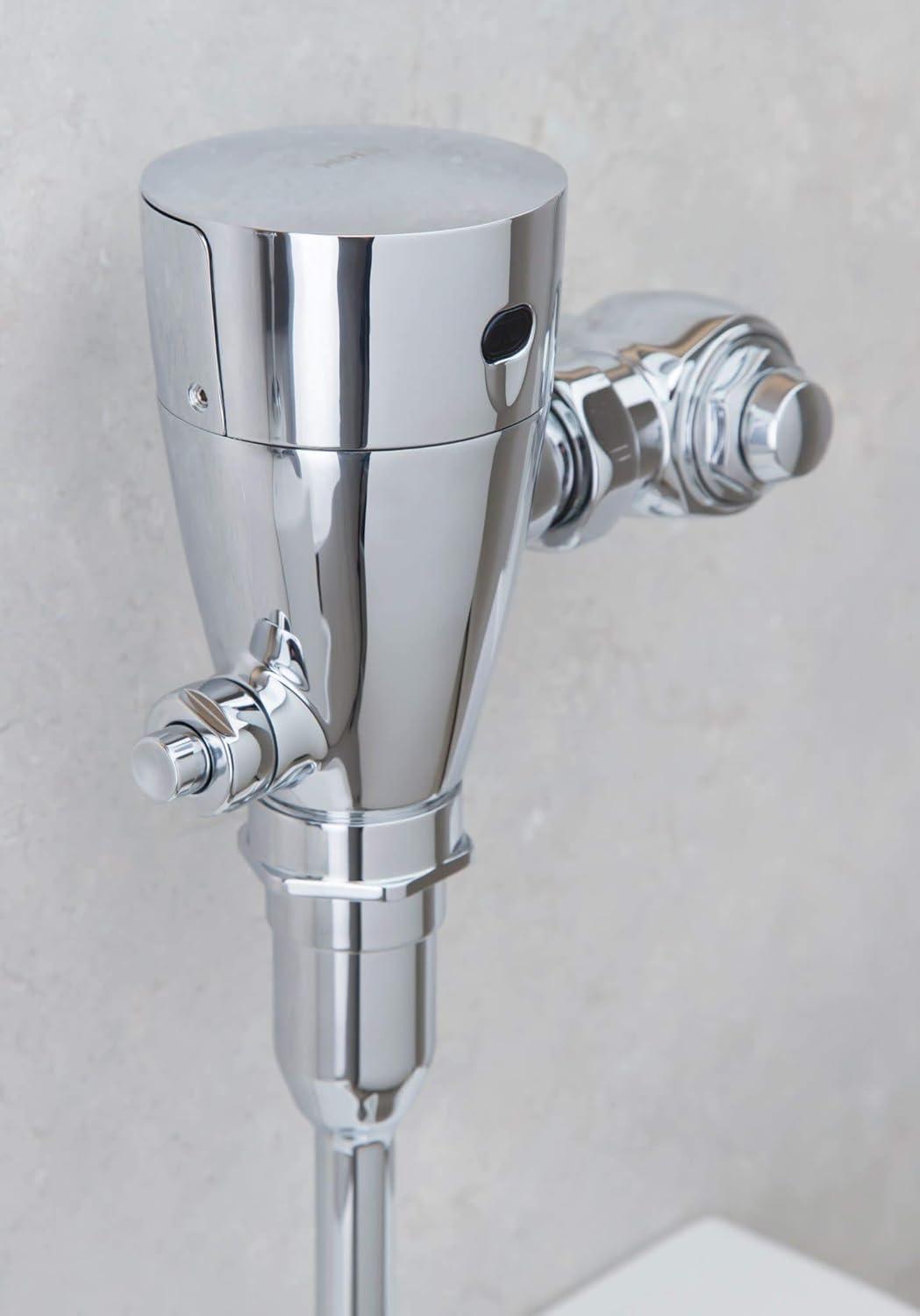 Chrome Electronic Sensor-Operated Urinal Flush Valve with Vandal-Resistant Features