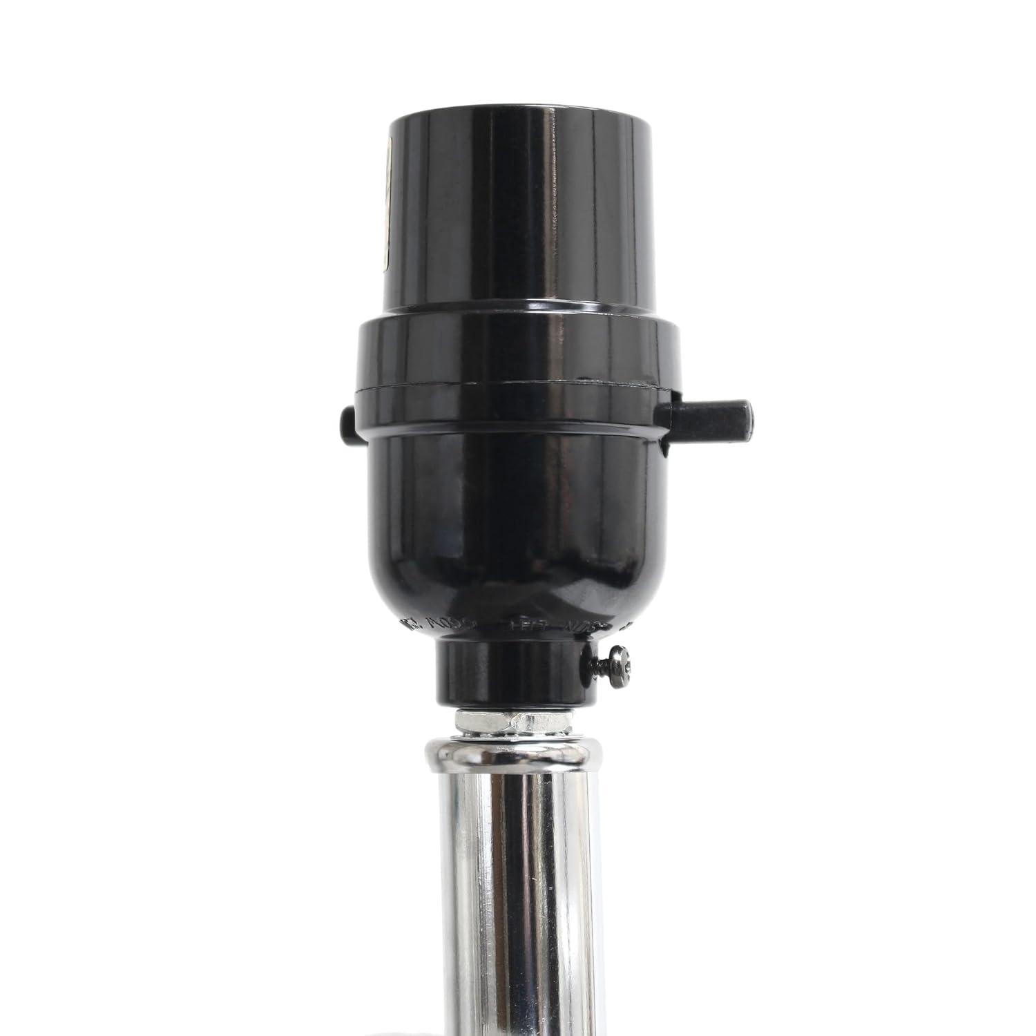 Modern Leather Table Lamp with USB and Fabric Shade Gray/White - Elegant Designs: Chic USB Charging Port, Linen Shade, No Assembly Required