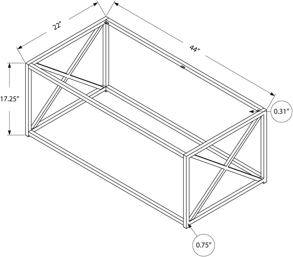 Rectangular Chrome and Glass Contemporary Coffee Table