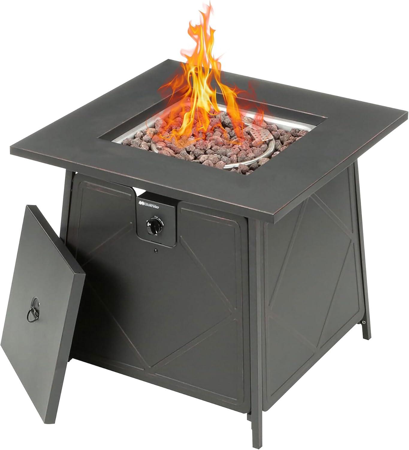 Four Seasons Courtyard Dual Heat 50,000 BTU Square Gas Tabletop Fire Pit