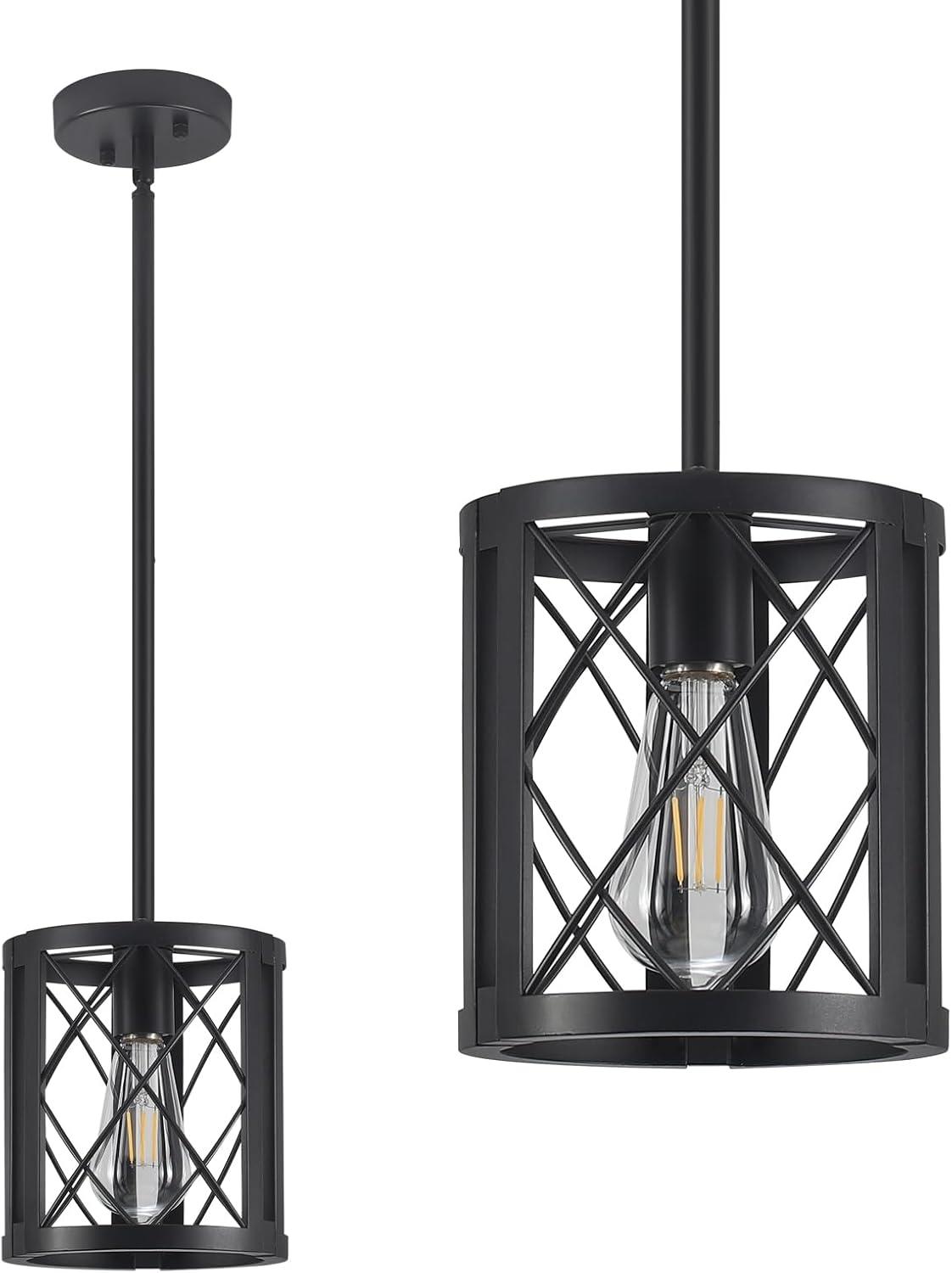 Everly Quinn 17.7" Farmhouse Vintage Black And Gold Pendant Light - Dome Chandelier For Kitchen Island, Dining Room, Hallway