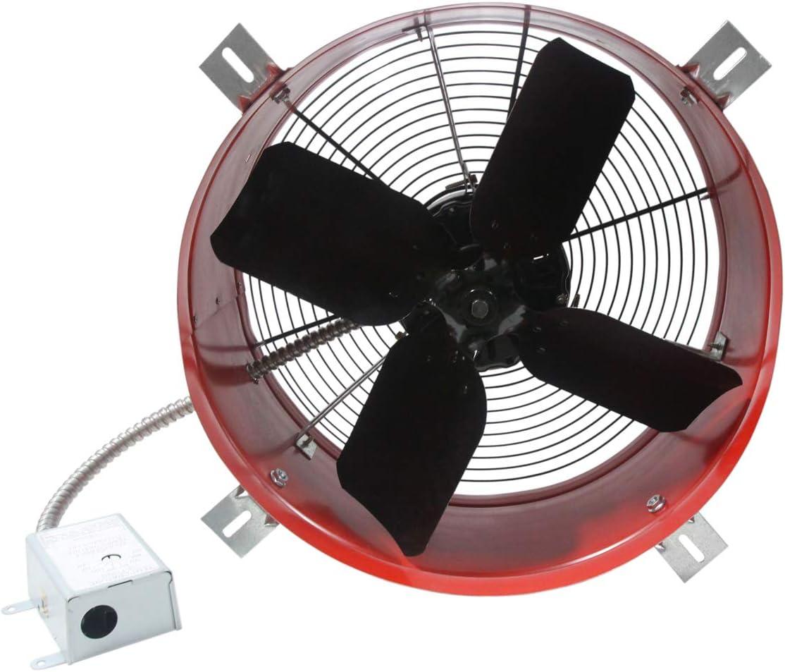 Red and Black Galvanized Steel Roof Mount Attic Fan