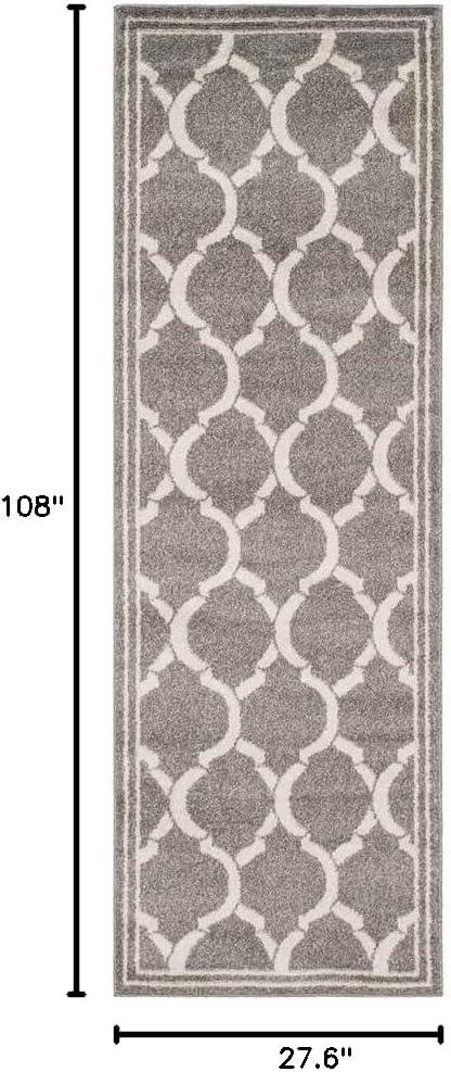 Amherst AMT415 Power Loomed Indoor Runner Rug - Dark Grey/Beige - 2'3"x9' - Safavieh