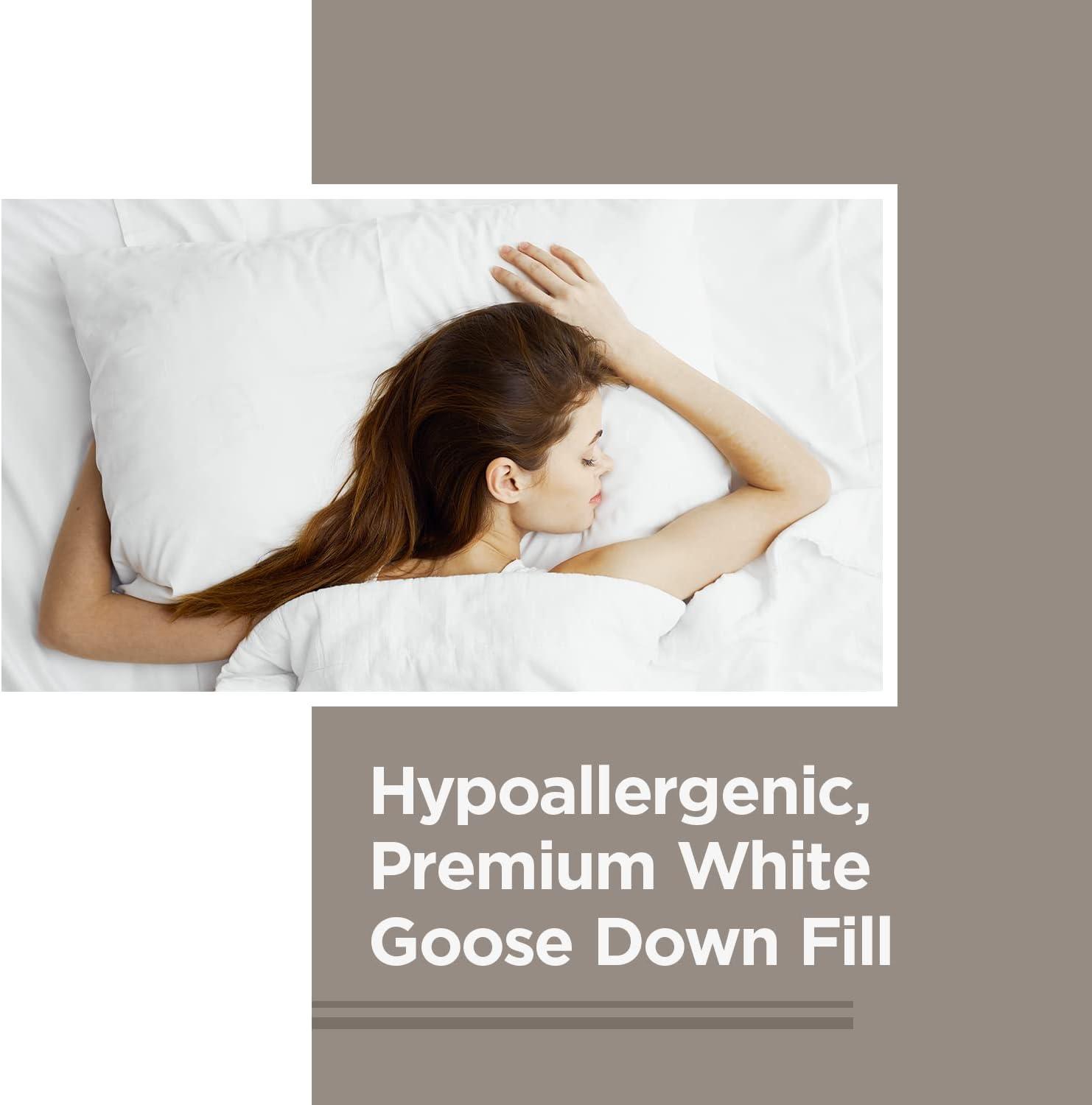 Soft White Goose Down Hypoallergenic Pillow for Stomach Sleepers