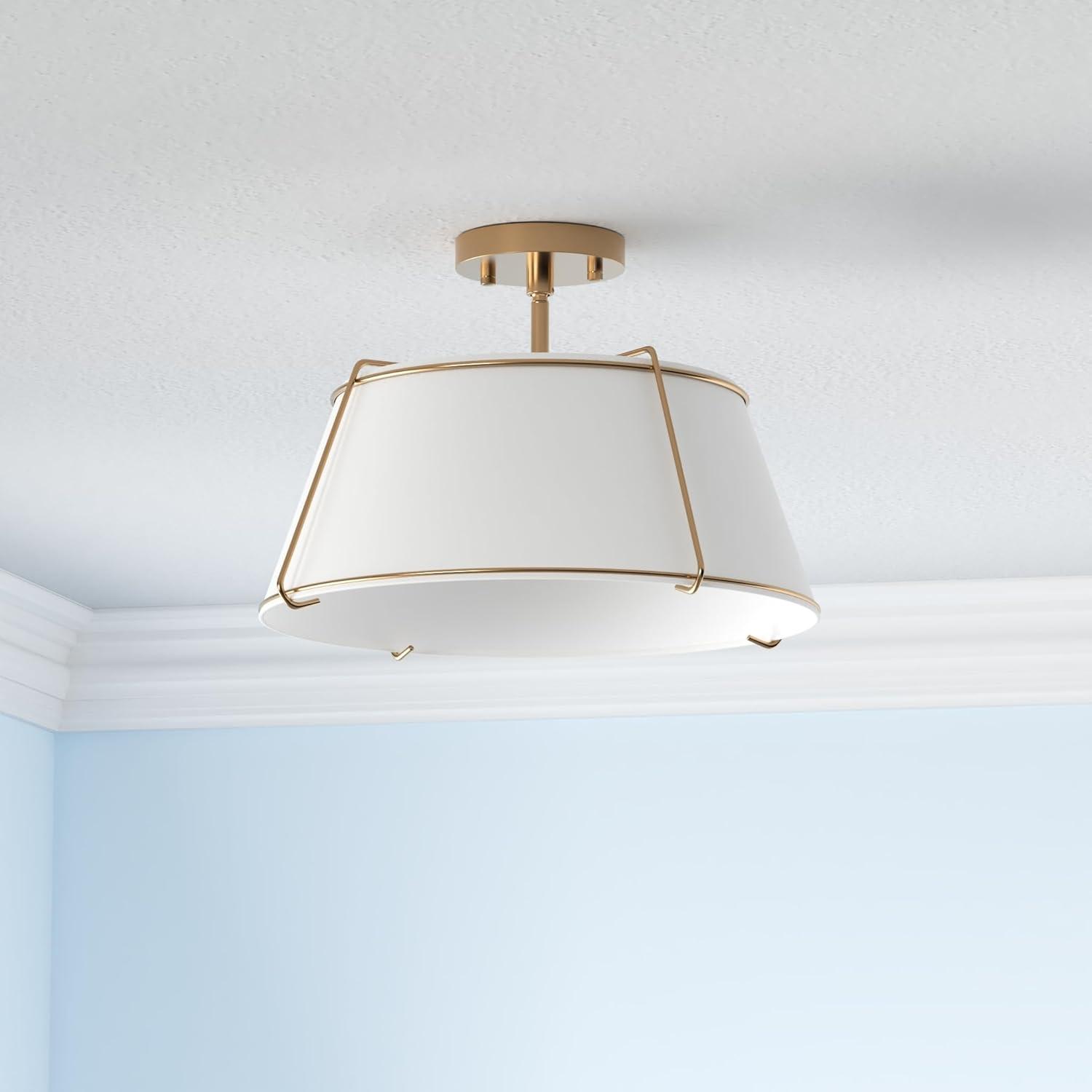 XylehR LS-C556-AB Lise Ceiling Light, Antique Brass/White