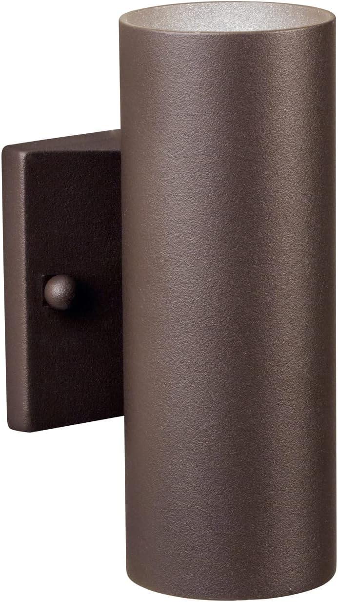 Modern Distressed Bronze Cylinder Wall Light with Up/Down Xenon Lighting