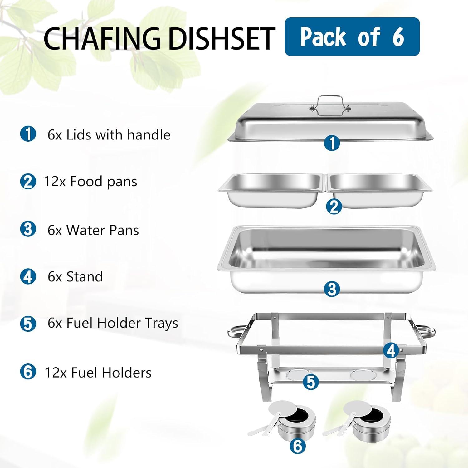 The Party Aisle™ Chafing Dishes For Buffet 4 Pack, 8 Qt Stainless Steel Chafers And Buffet Warmers Sets With Lid, Rectangle Serving Food Warmer Catering Supplies Buffet Display For Parties