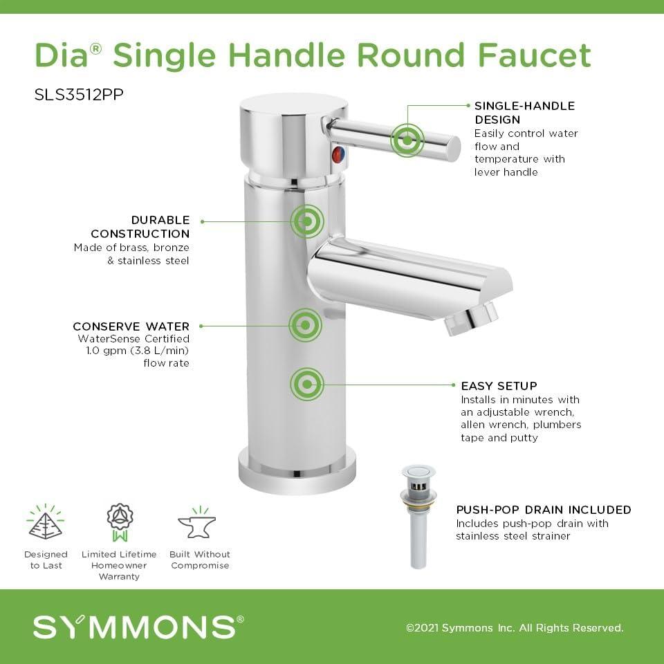 Dia Single Handle Bathroom Faucet with Push Pop Drain