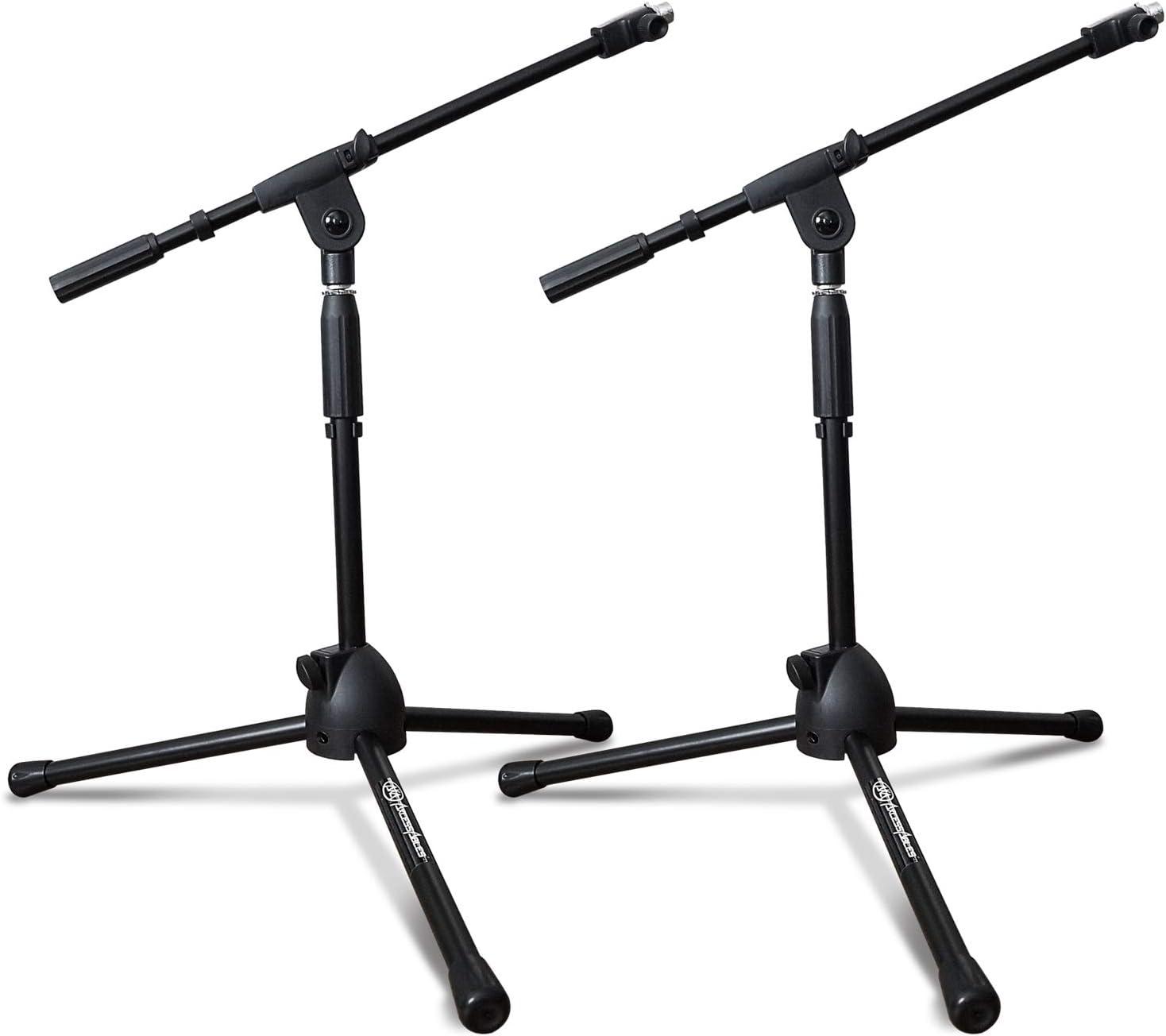 AxcessAbles Short Microphone Stand with Boom Arm | Low Profile Mic Tripod Stand for Kick Drums | Guitar Amp Stand | Low-Pro Mike Stand (MS-101L)