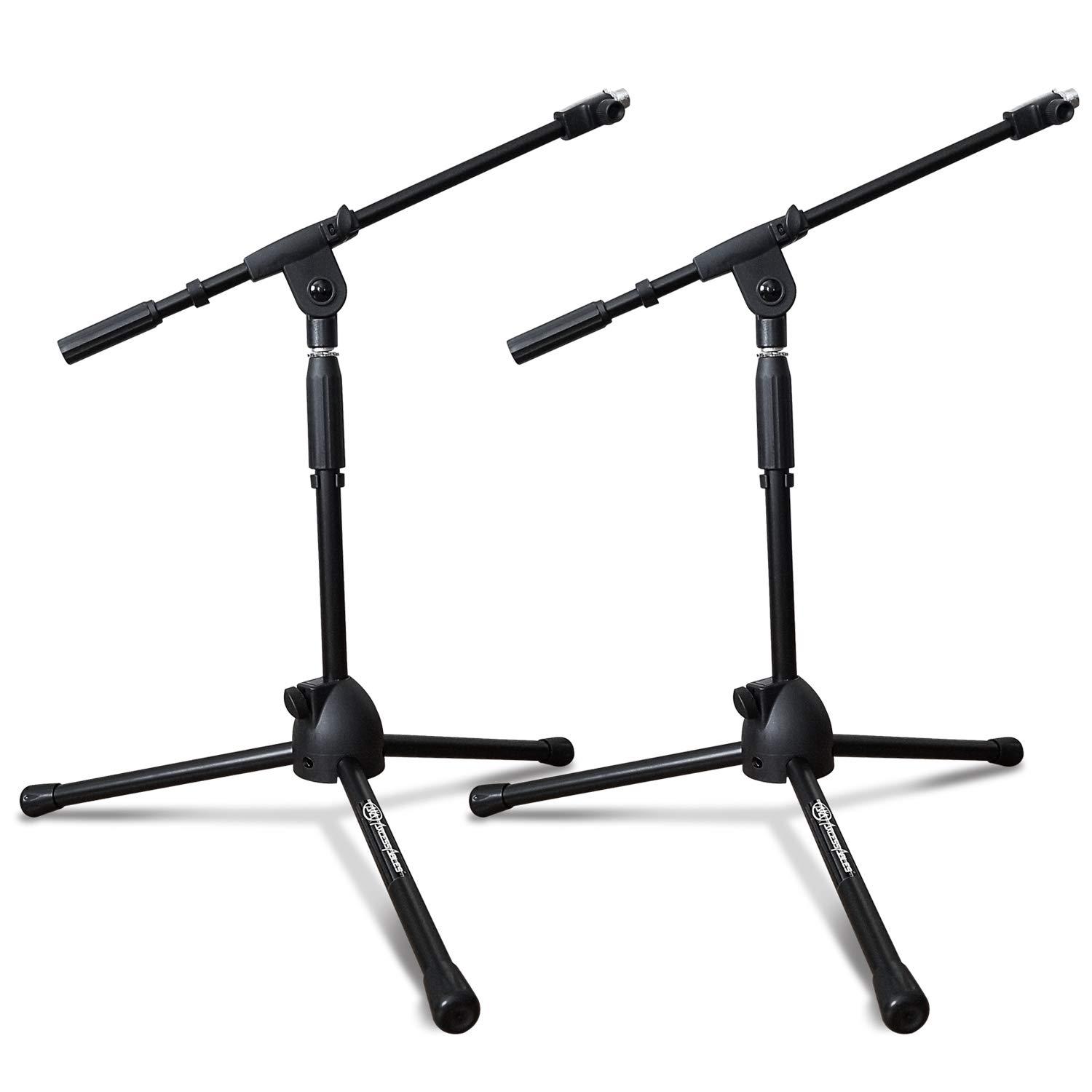 AxcessAbles Short Microphone Stand with Boom Arm | Low Profile Mic Tripod Stand for Kick Drums | Guitar Amp Stand | Low-Pro Mike Stand (MS-101L)