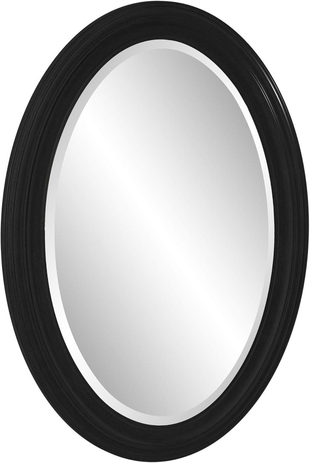 Oval George Decorative Wall Mirror Black - Howard Elliott: Wood Frame, Beveled, Ready to Hang