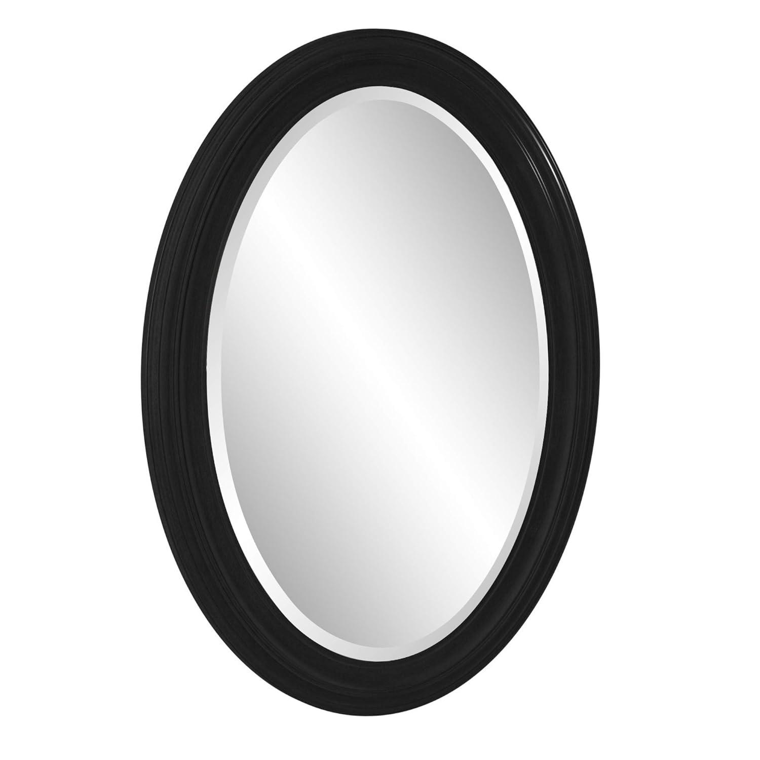 Oval George Decorative Wall Mirror Black - Howard Elliott: Wood Frame, Beveled, Ready to Hang
