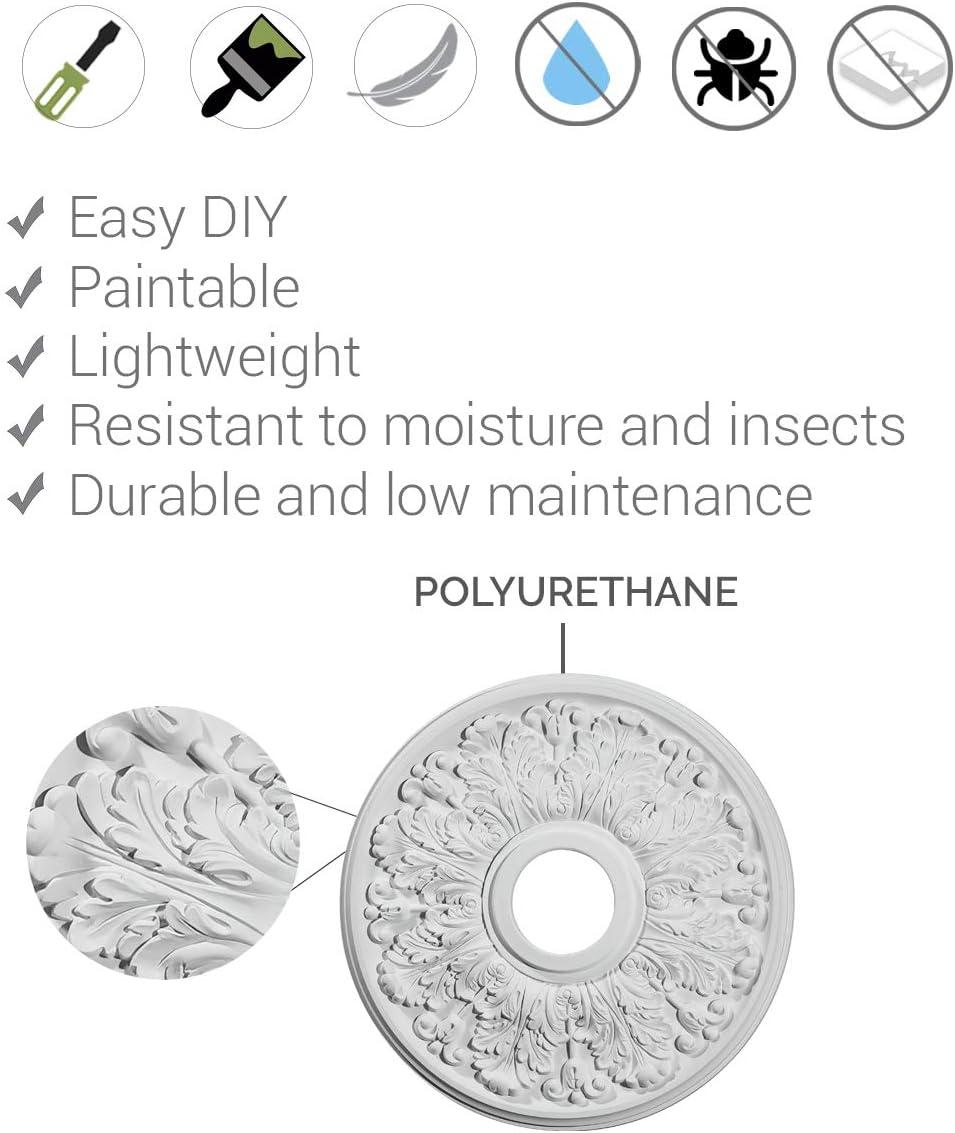 18" Primed Riley Circle Ceiling Medallion, Moisture & Rot Resistant