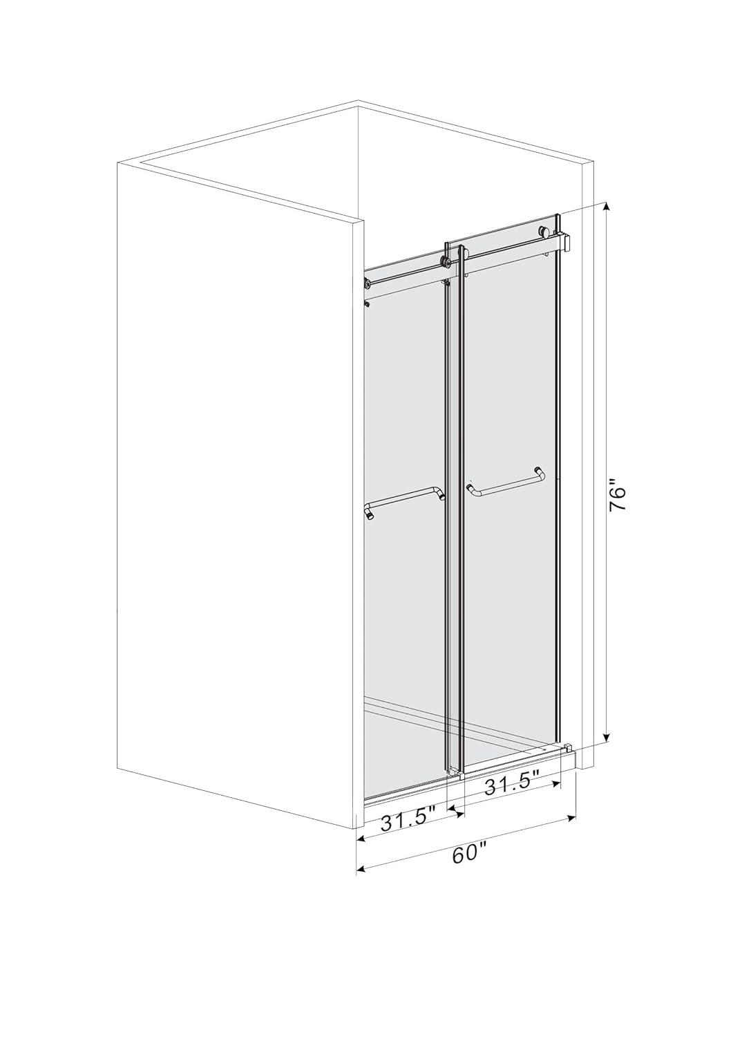 Dimorphos Frameless Sliding Glass Shower Doors with 3/8"(10mm) Clear Tempered Glass 11DD701957Q