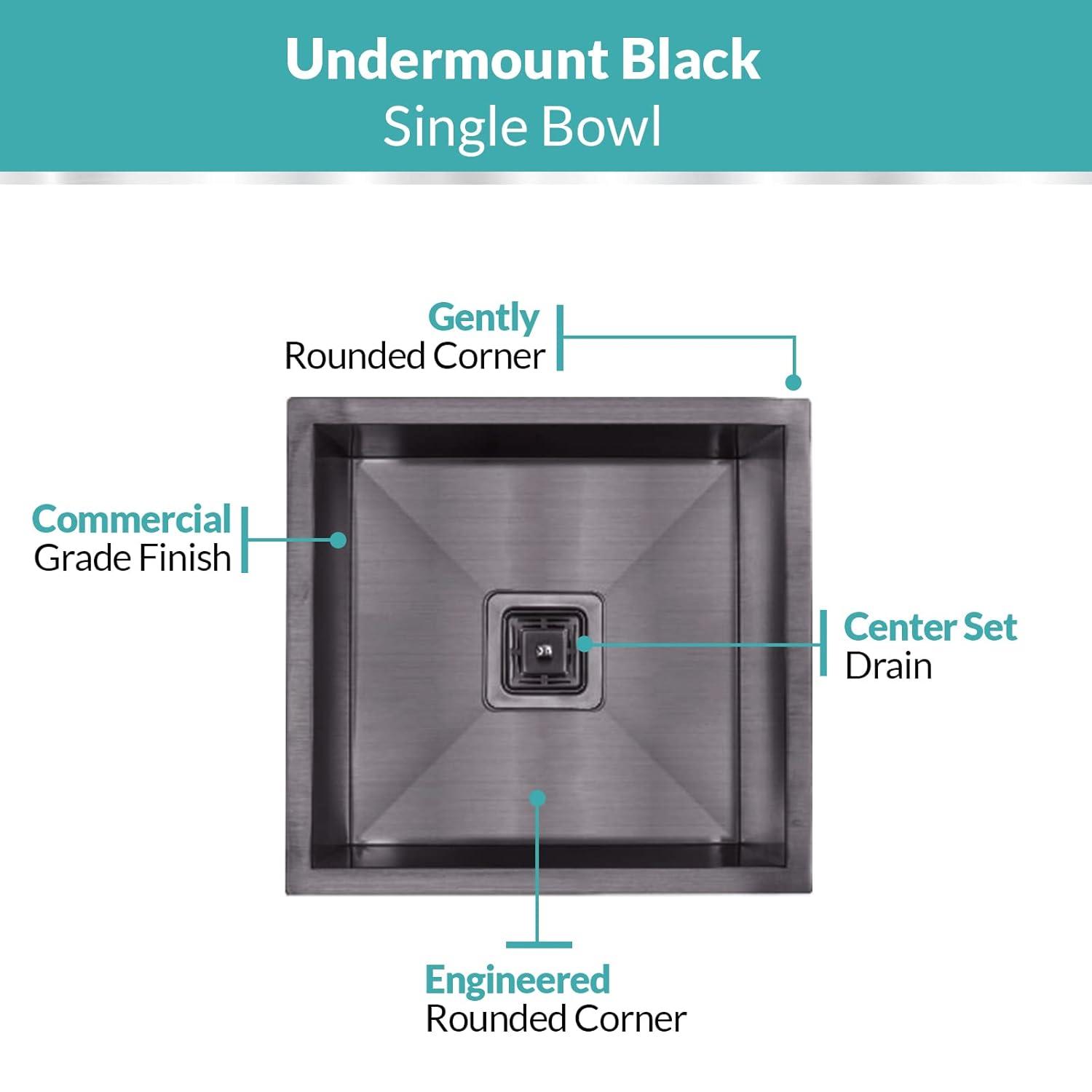 Strictly Sinks Undermount Copper Kitchen Sink – 18 Inch Single Bowl Bar Prep Sink 16 Gauge Stainless Steel