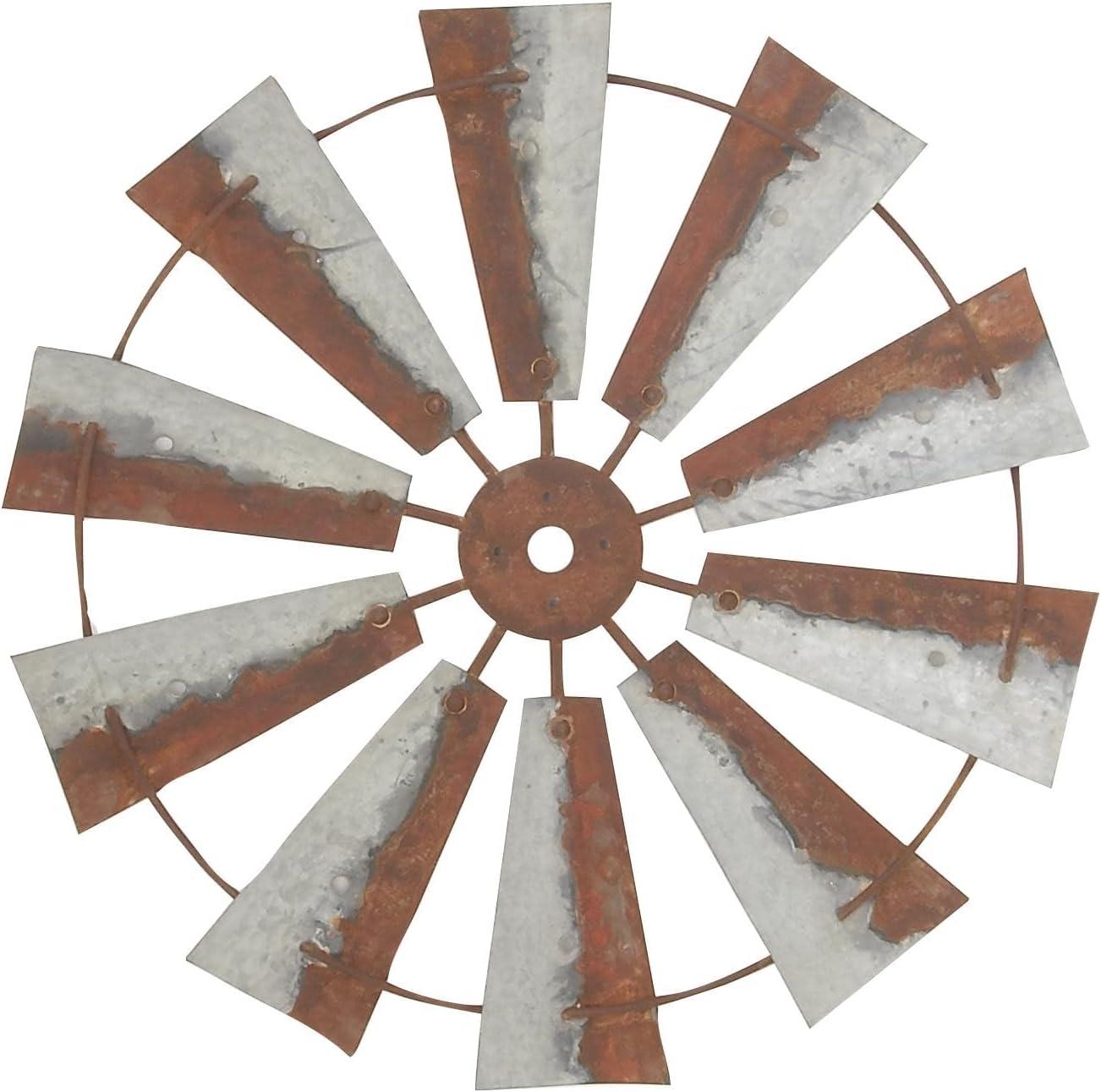 Millwood Pines Metal Indoor Outdoor Windmill Brown Wall Decor