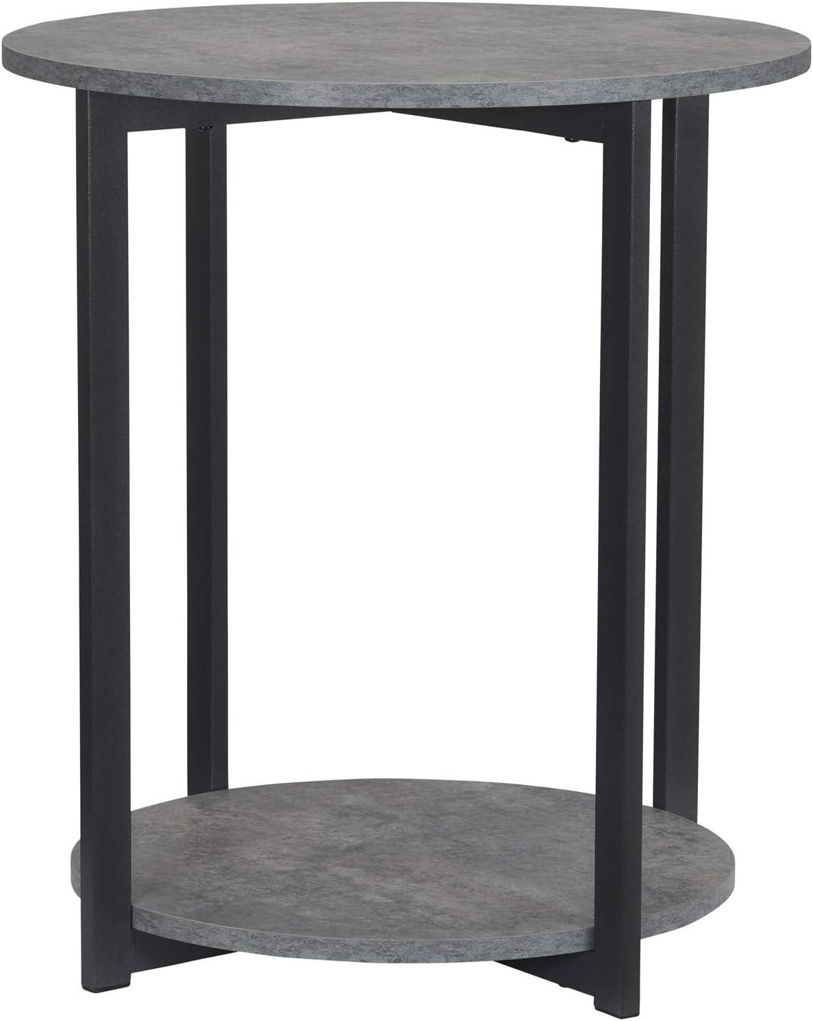 Minimalist 2-Tier Round End Table: Stylish, Multipurpose, Walnut Finish, Living Room