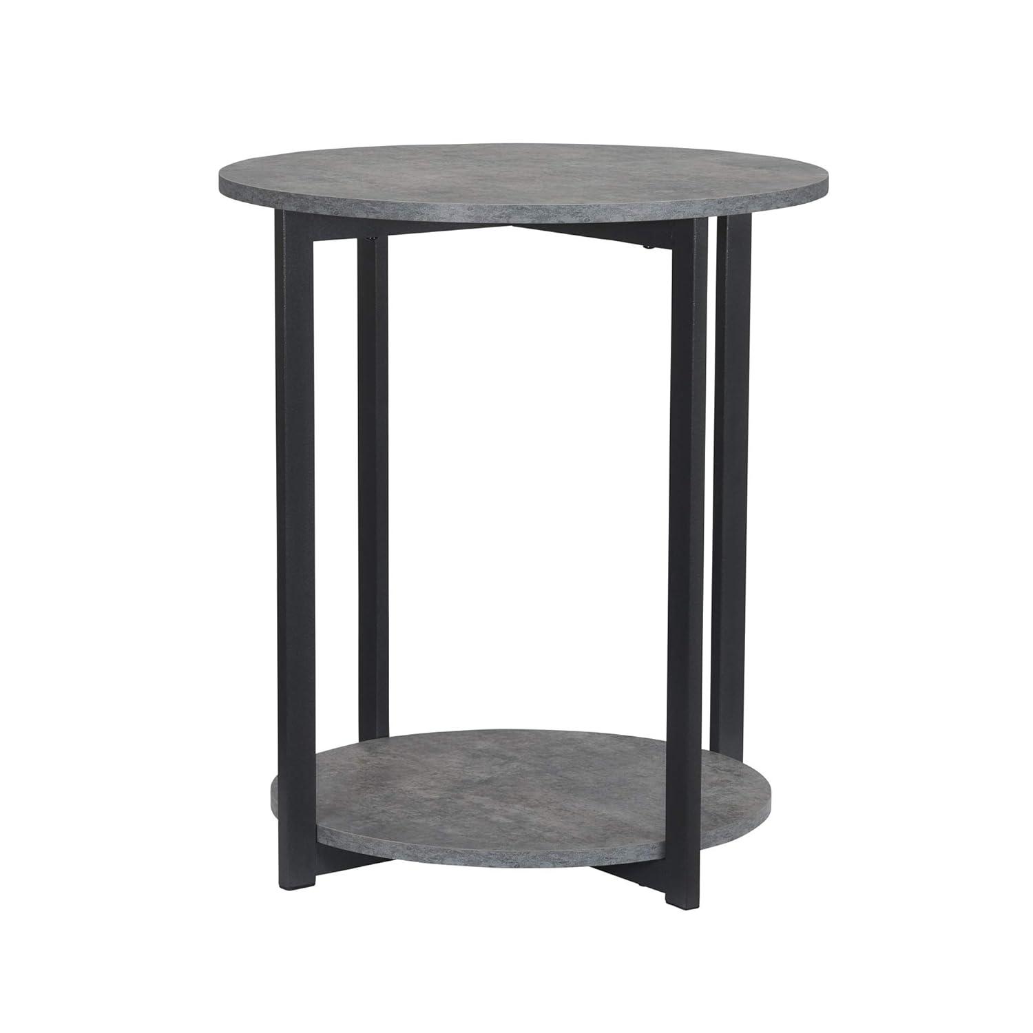 Minimalist 2-Tier Round End Table: Stylish, Multipurpose, Walnut Finish, Living Room