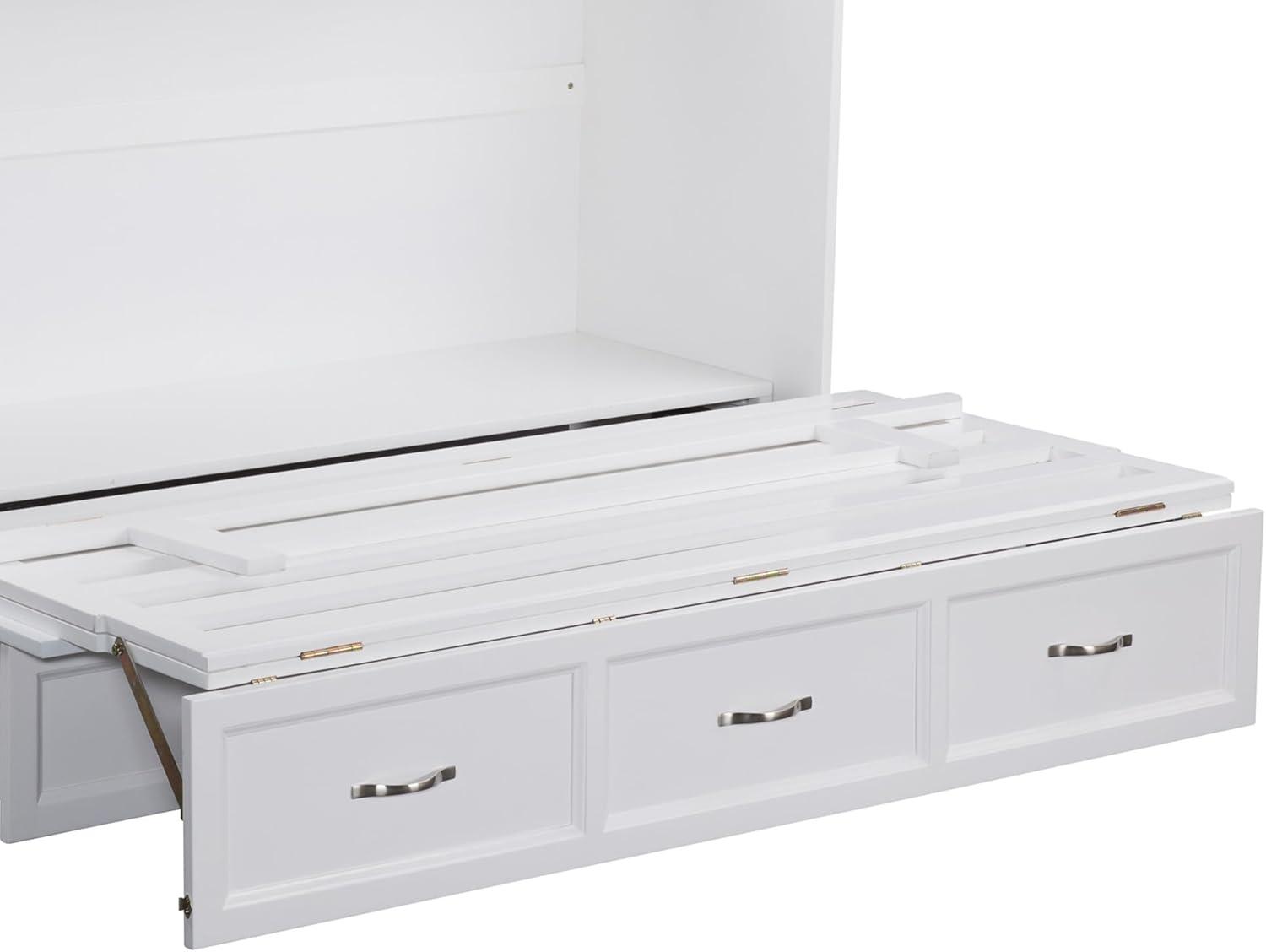 Queen Deerfield Murphy Bed Chest with Charging Station White - AFI: Space-Saving, Fold-Out Mattress, Elegant Design
