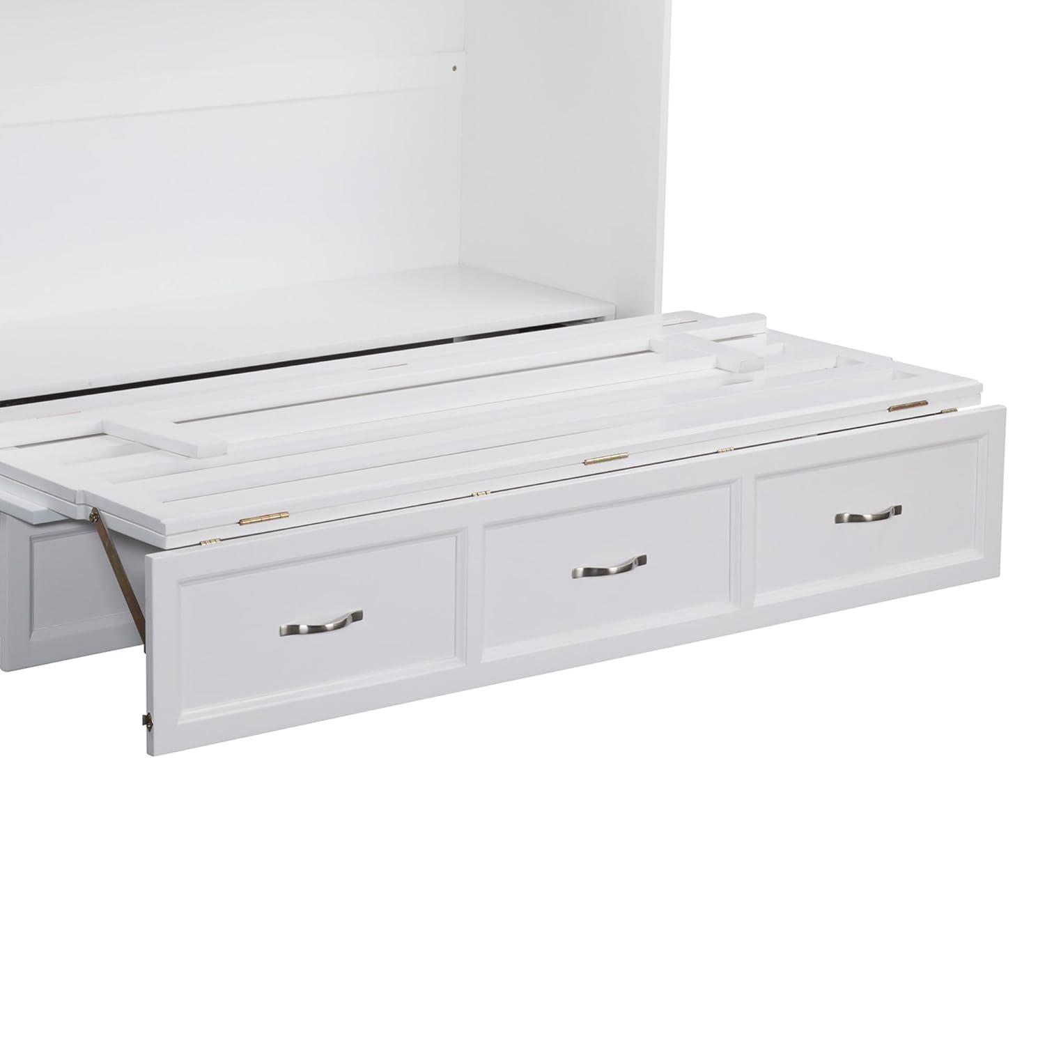 Queen Deerfield Murphy Bed Chest with Charging Station White - AFI: Space-Saving, Fold-Out Mattress, Elegant Design