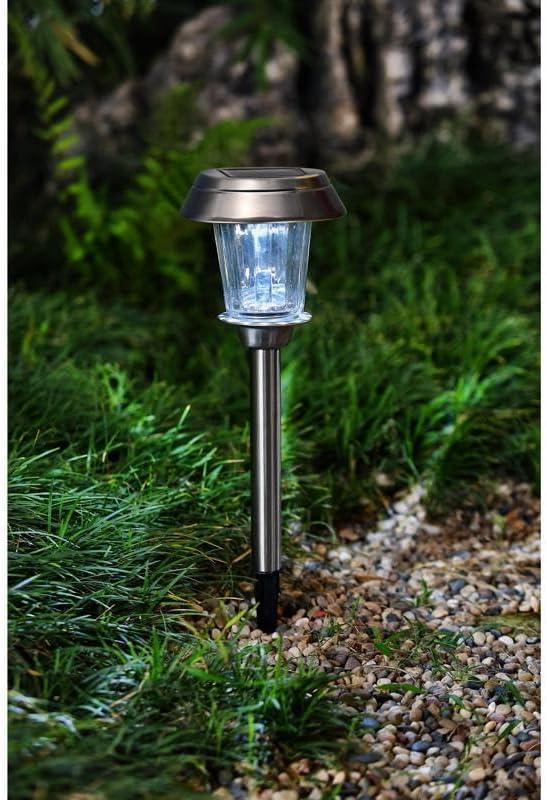 Silver Solar Powered LED Pathway Lights, Pack of 12