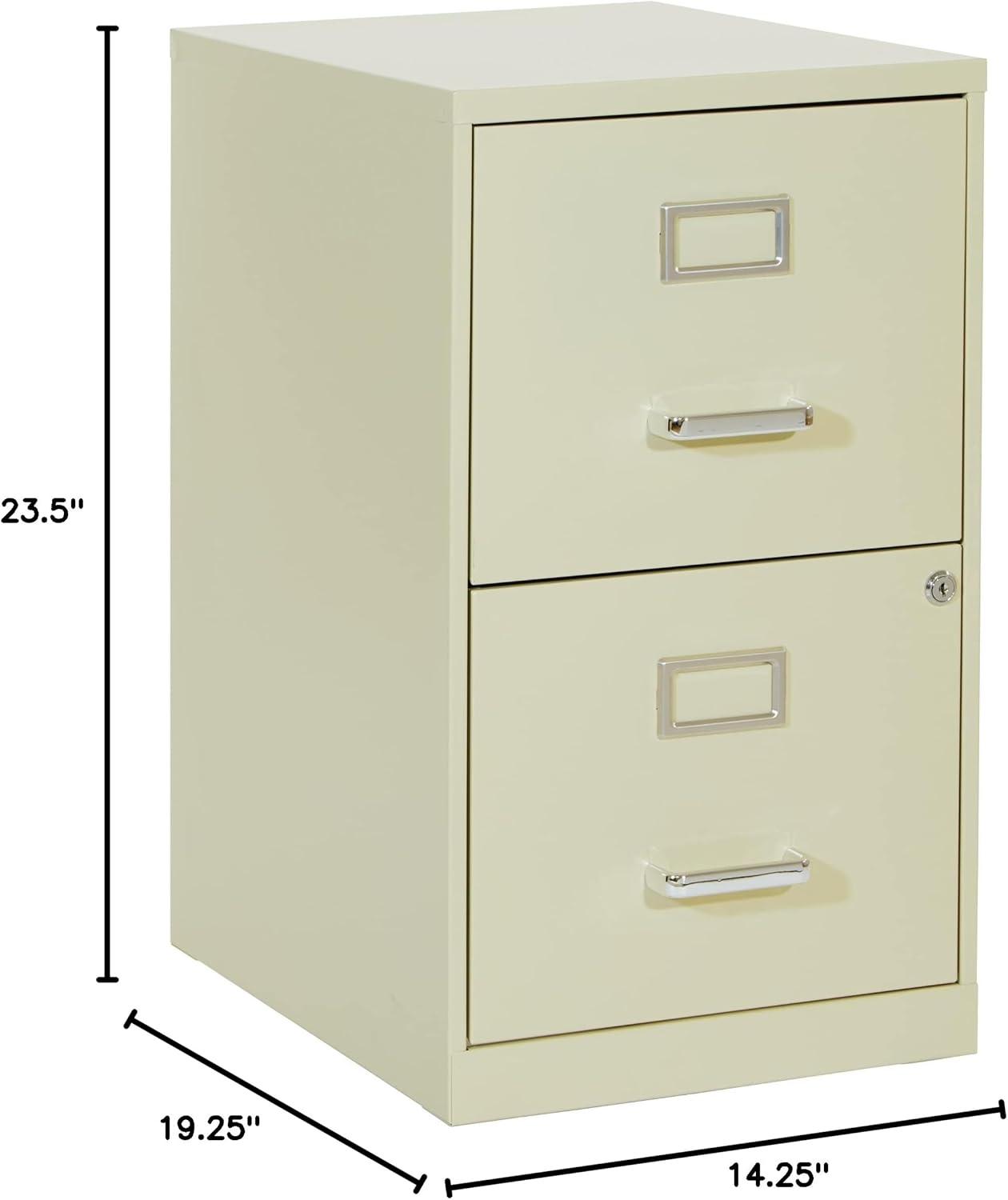 2 Drawer Locking Metal File Cabinet in Tan