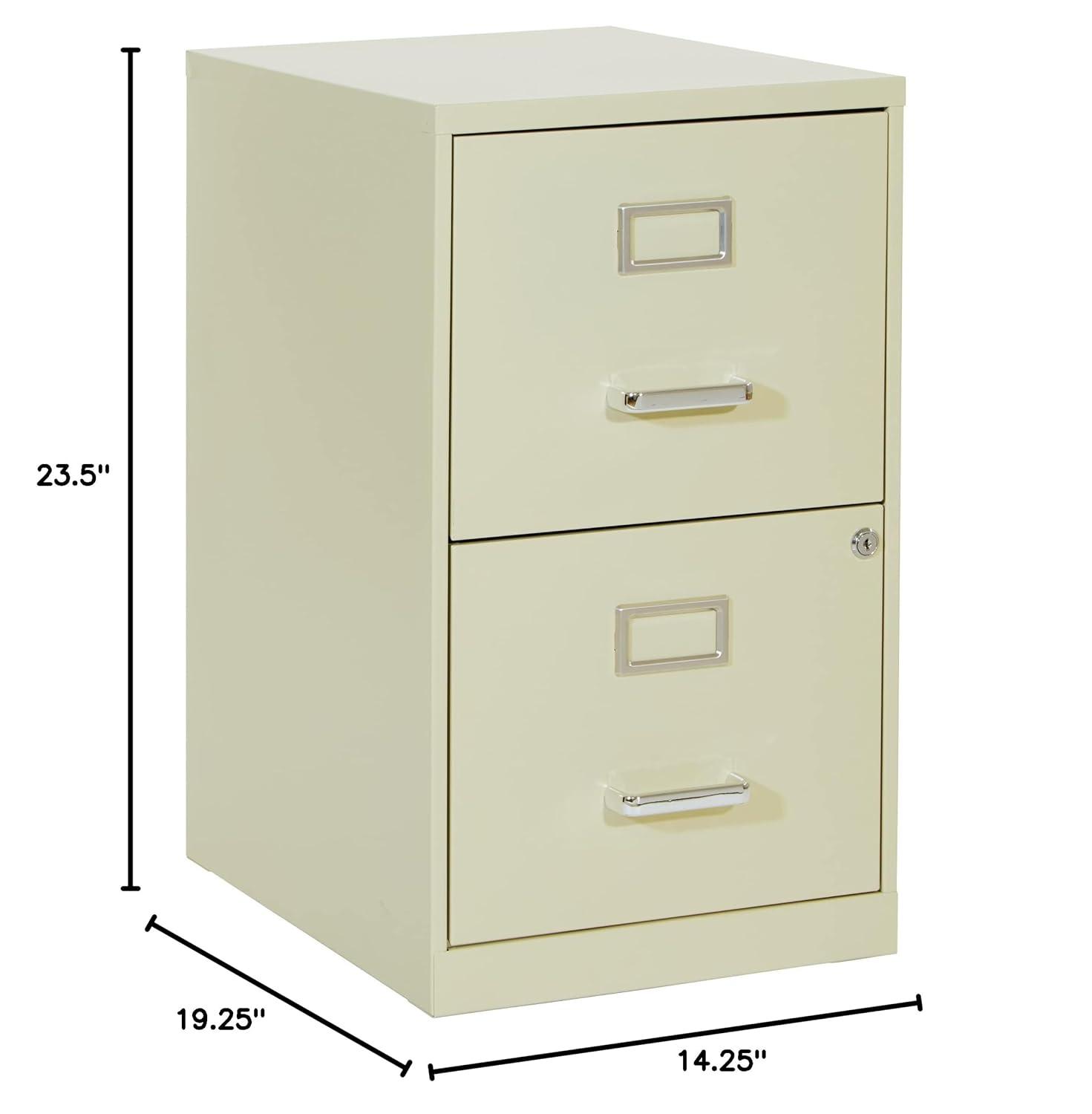 2 Drawer Locking Metal File Cabinet in Tan