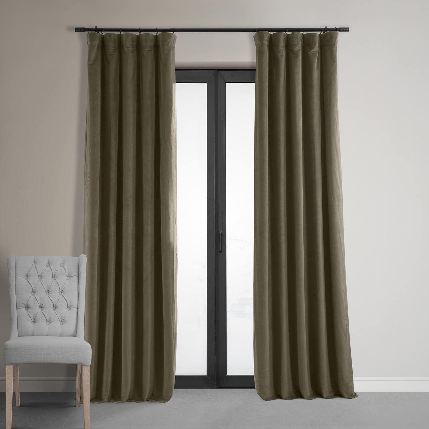 Signature Denver Taupe Blackout Velvet Curtain (1 Panel), Denver Taupe, 50W X 84L