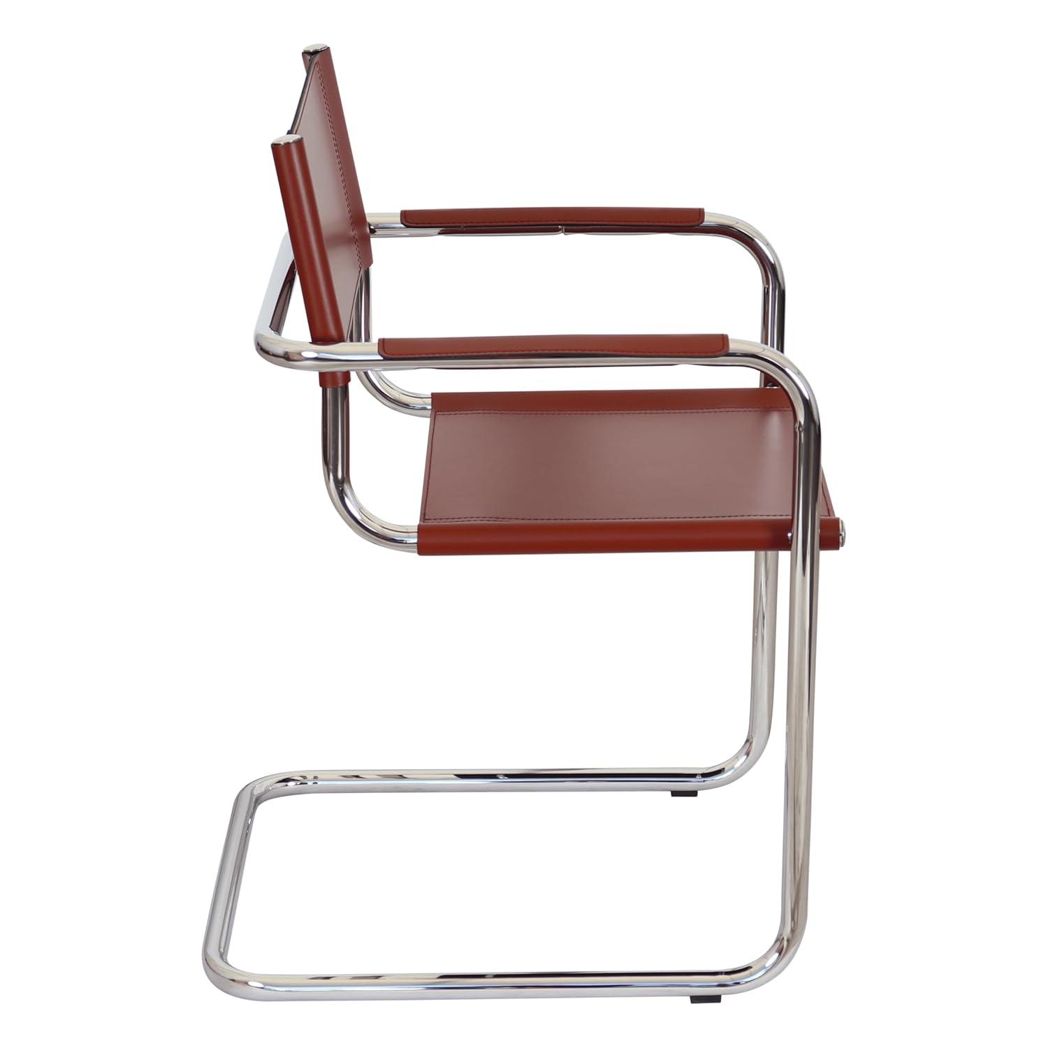 Breuer Chair Company Mart Stam Cantilever Armchair Arm Chair w/ Chrome-Plated Steel Frame (Various Bonded Leather Colors)