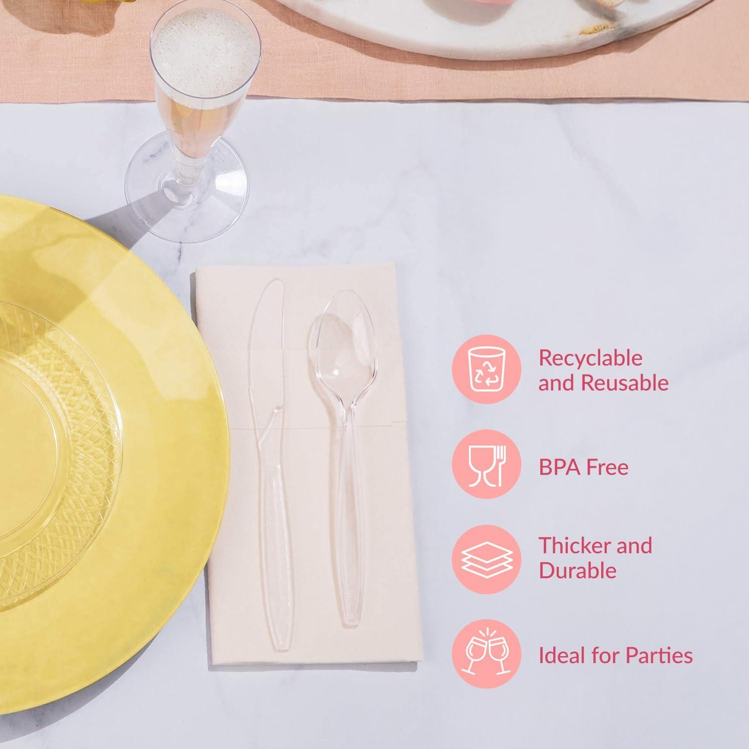 Elegant Clear Heavy-Duty Plastic Disposable Spoons Pack