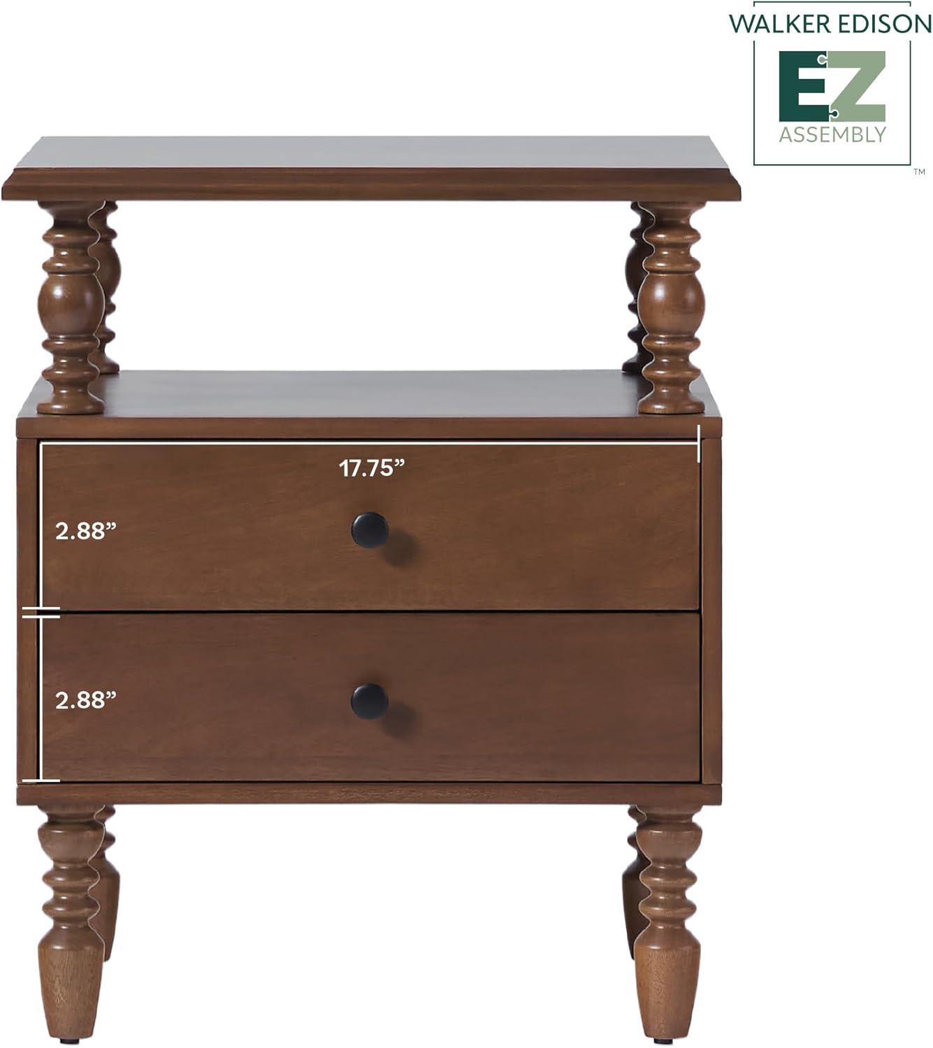 Vivienne Easy Assembly Solid Wood Spindle 2-Drawer Nightstand (Set of 2)