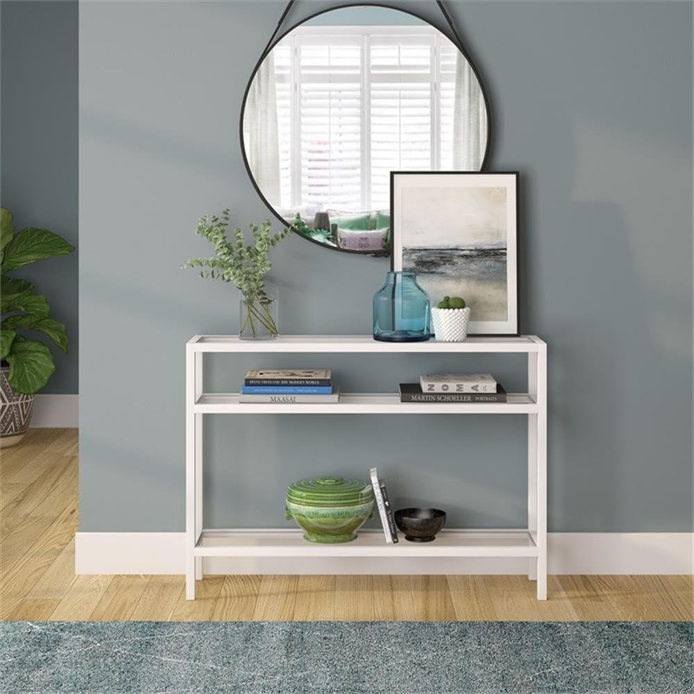 Evelyn&Zoe Sivil 42" Wide Rectangular Console Table, White