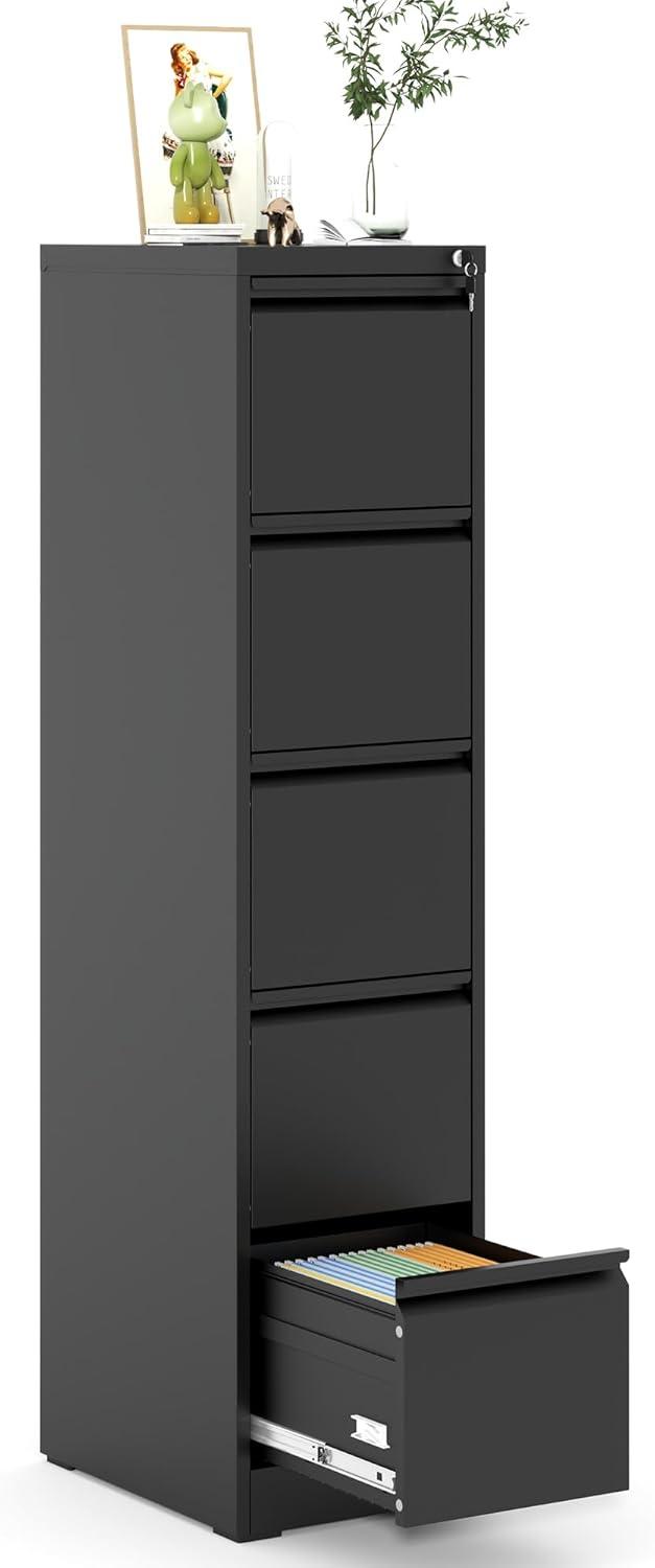 Deiokin 5 Drawer Office File Cabinet, Metal Vertical File Cabinet with Lock, Filing Storage Cabinet for Legal/Letter/A4/F4 Size