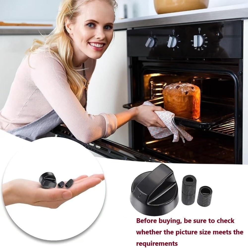 Myenne 4 Pack Oven Control Switch Knobs With 12 Adapters Universal Stove Knobs Replacements Burner Range Knobs For Oven Stove Range Black