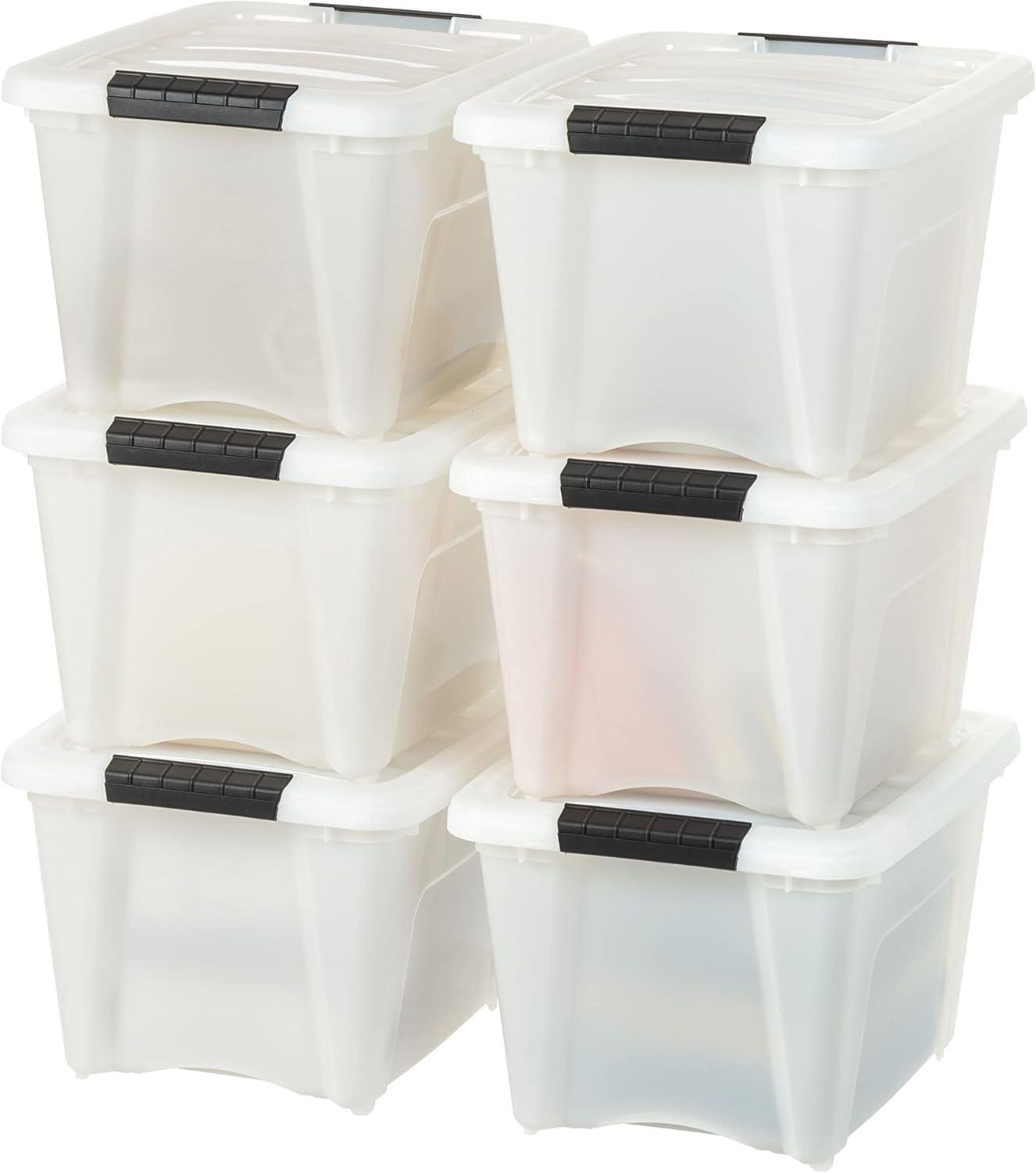 32 Qt./8 Gal. Plastic Storage Boxes with Latching Lids in Black