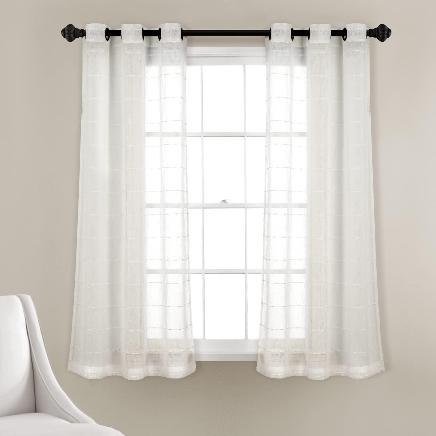 White Sheer Polyester Grommet Window Curtain Panels