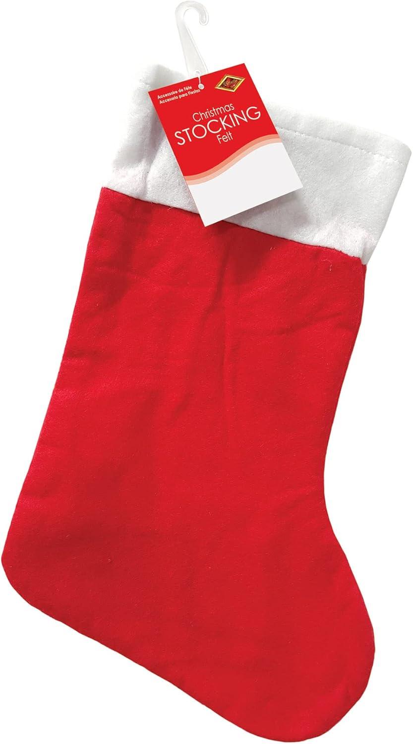 Tao Felt Christmas Stockings, Red Stockings Hanging Ornaments, White Cuff With Gold Trim Christmas Stockings For Family Christmas Holiday Decorations RedFree Size