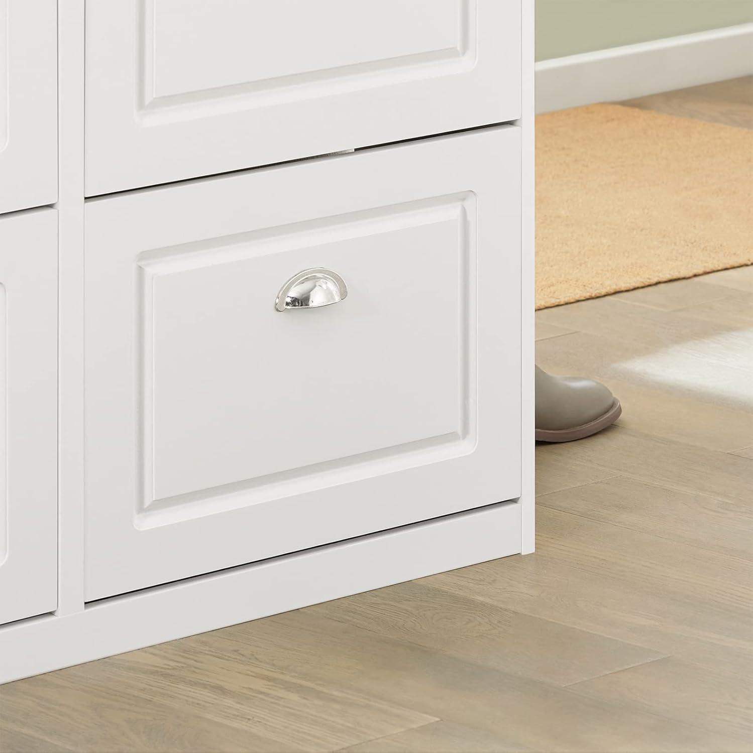 Haotian White Shoe Cabinet with 4 Flip Drawers, Large Freestanding Shoe Rack, Modern Shoe Organizer for Entryway, Hallway, Entance FSR79-W